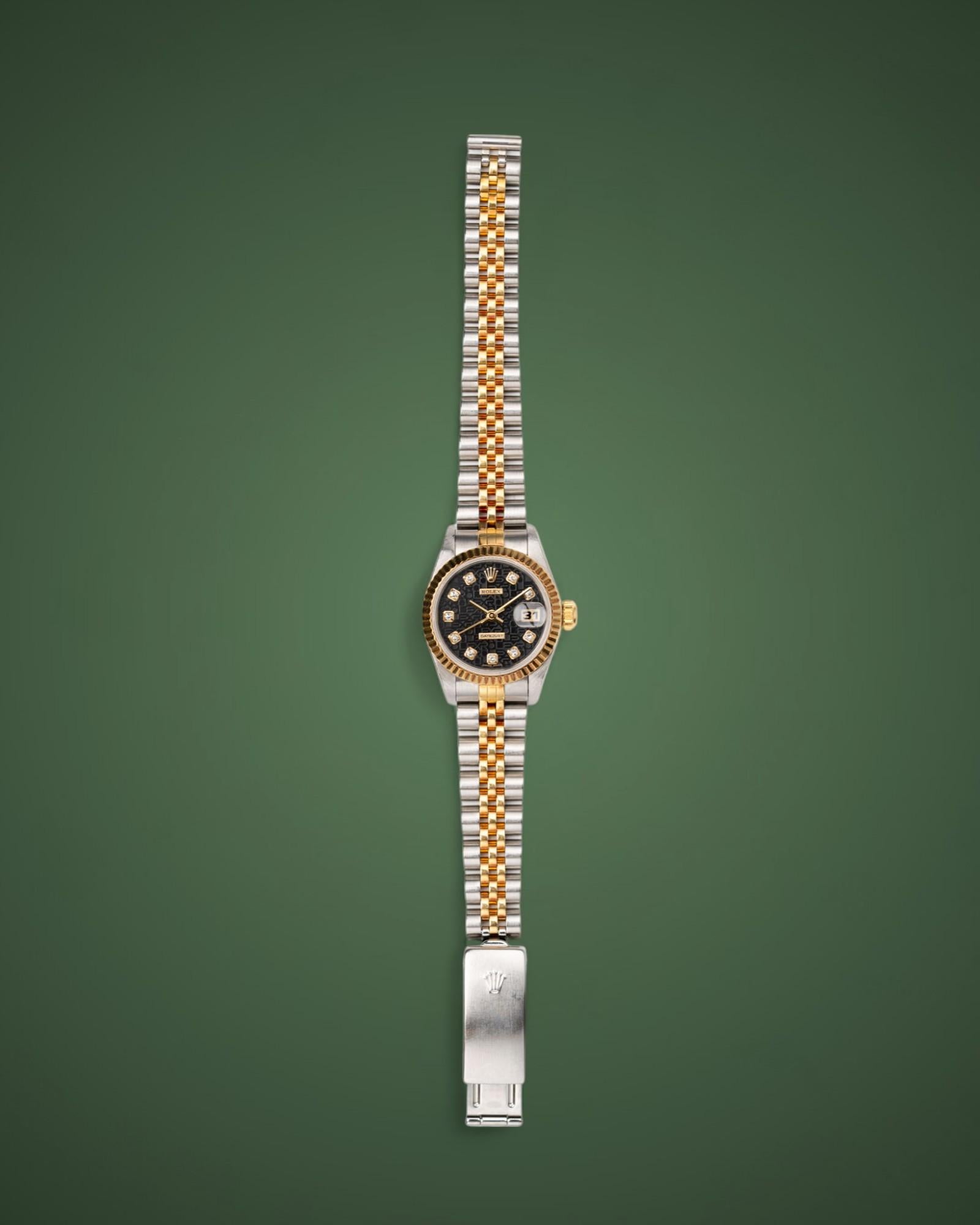 Rolex Datejust 69173G Computadora Diamante Esfera Negra YG/SS S4 Serie 1993 en venta 9