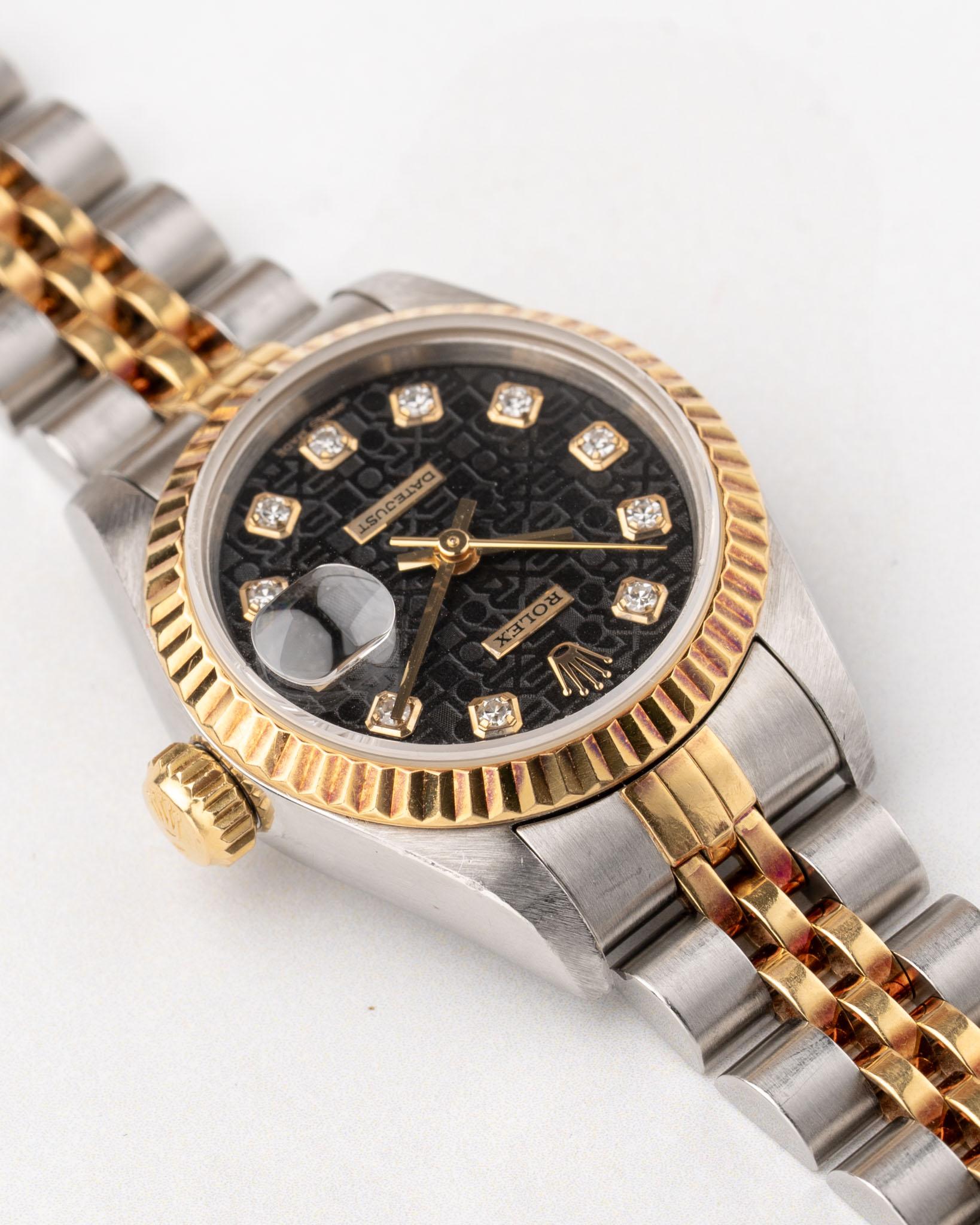 Rolex Datejust 69173G Computadora Diamante Esfera Negra YG/SS S4 Serie 1993 en venta 3