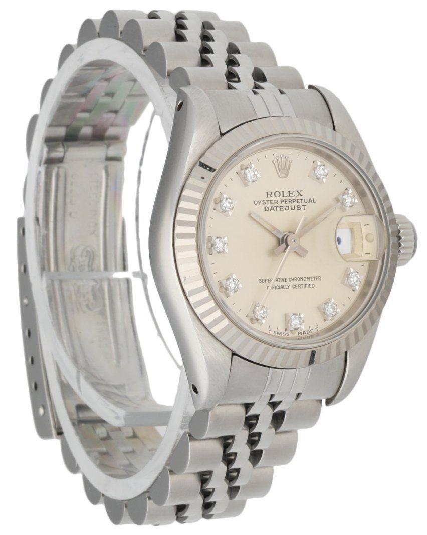 Rolex Datejust 69174 Diamond Dial Ladies watch In Excellent Condition In Great Neck, NY