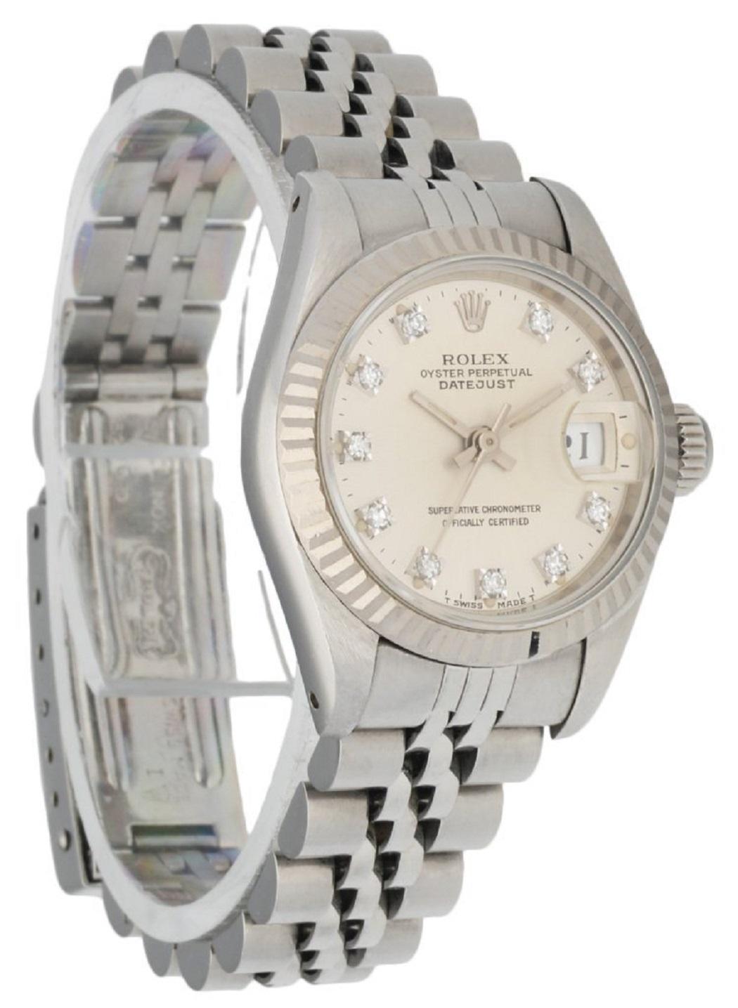 Rolex Datejust 69174 Diamond Dial Ladies Watch In Excellent Condition In Great Neck, NY
