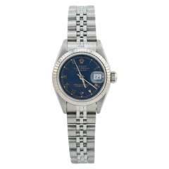 Rolex Datejust 69174 Papers Blue Roman Dial 18k Fluted Bezel Ladies Watch Rolex Datejust 69174 Papers Blue Roman Dial 18k Fluted Bezel Ladies Watch