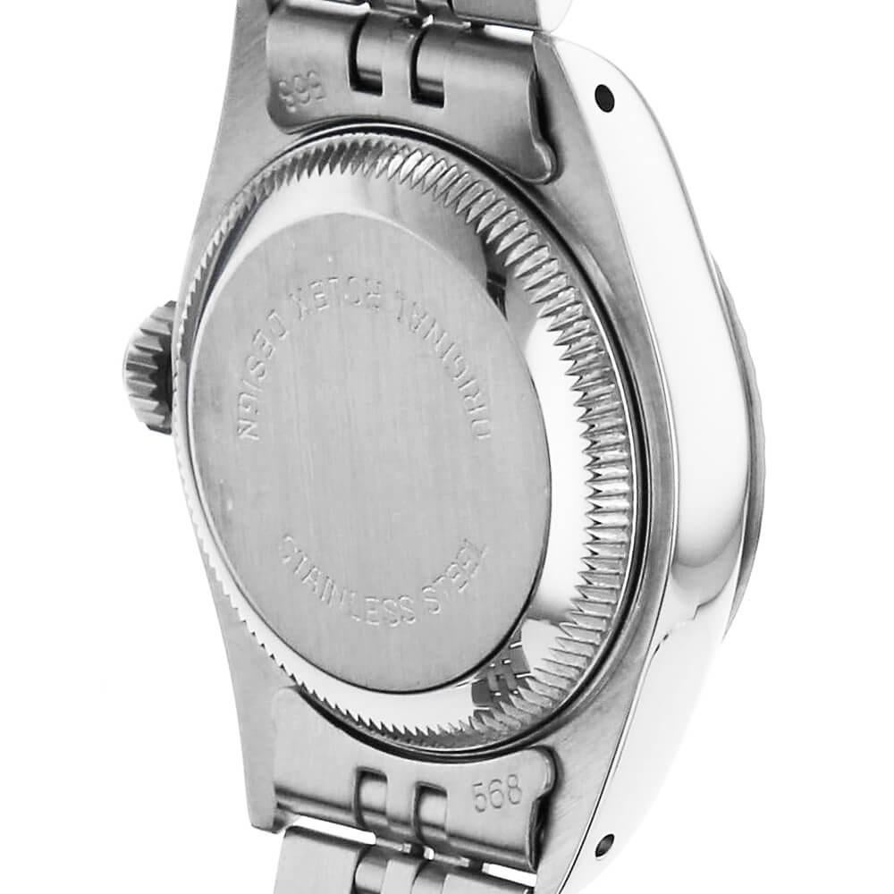 Round Cut Rolex Datejust 69174G Ladies 10P Diamond Silver Engraved Dial L-Series Watch