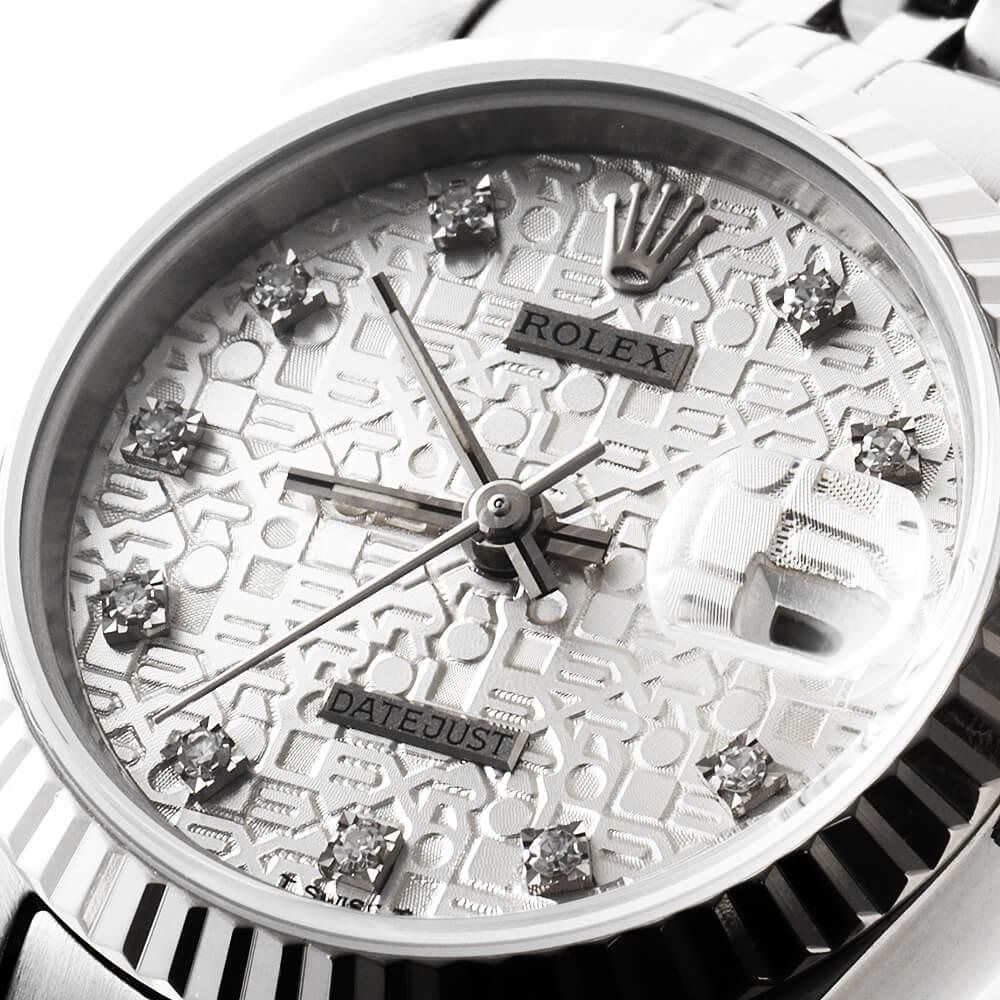 Rolex Datejust 69174G Ladies 10P Diamond Silver Engraved Dial L-Series Watch 1