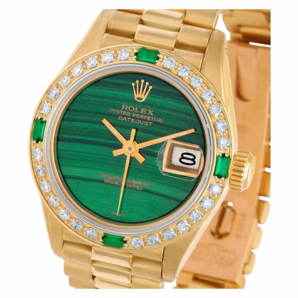 Contemporary Rolex Datejust 69178 18 Karat Green Dial Automatic Watch, 'Certified Authentic'