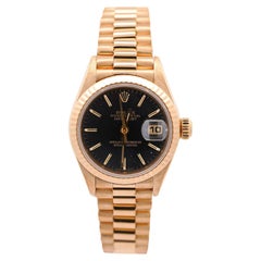 Rolex Datejust 69178 18K Yellow Gold Black Dial Presidential Bracelet Watch