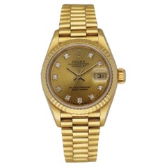 Rolex Datejust 69178 18K Yellow Gold Diamond Dial Ladies Watch Box & Papers
