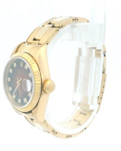 Rolex Datejust 69178 18K Yellow Gold Red Vignette Oyster Bracelet Watch & Papers