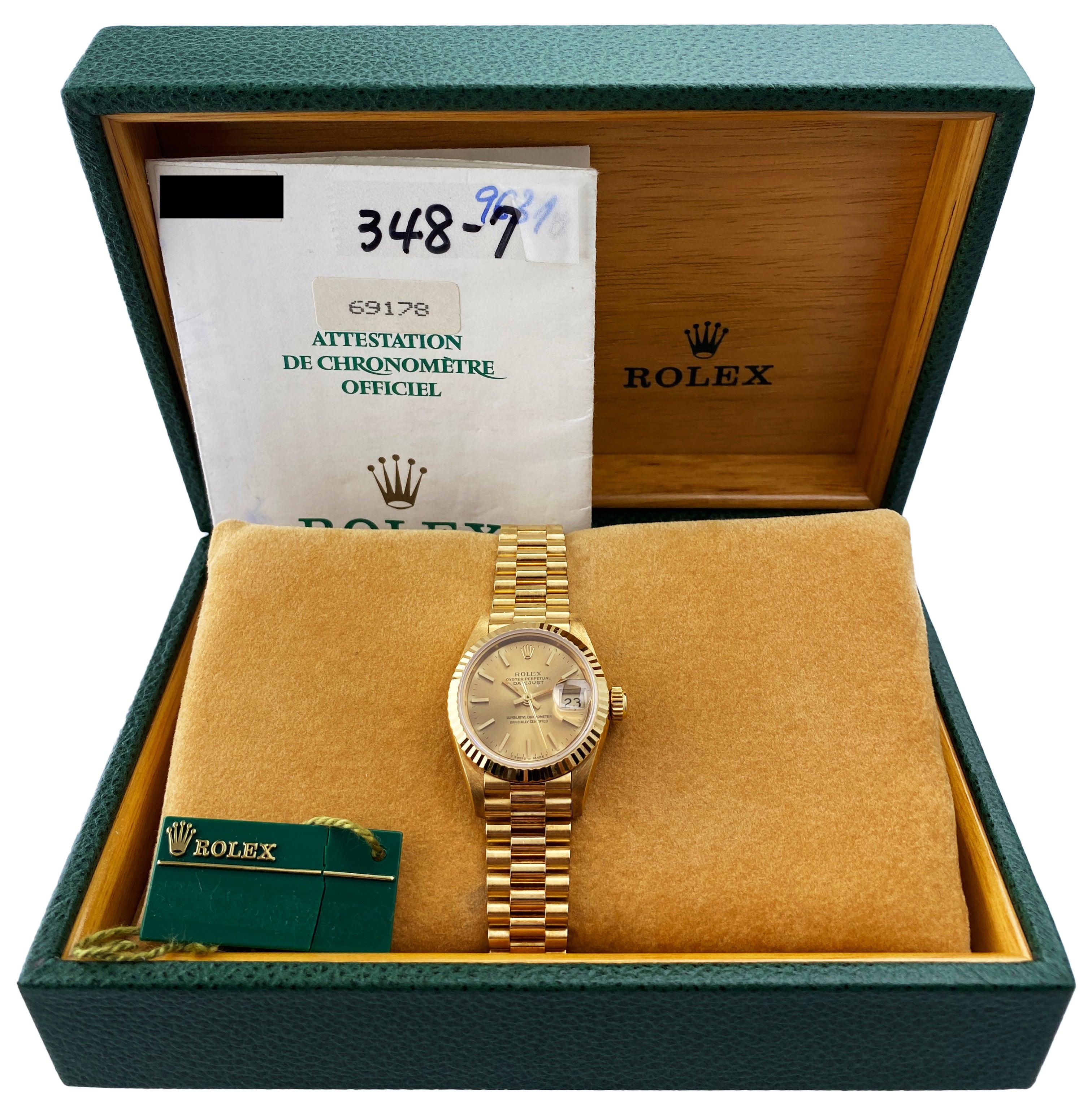 Rolex Datejust 69178 Champagne Dial Ladies Watch Box Papers 1