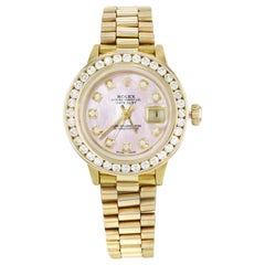 Retro Rolex Datejust 69178 Custom Bezel and MOP Diamond 2cttw Yellow Gold Ladies Watch