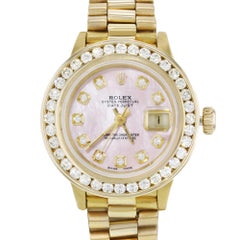 Rolex Datejust 69178 Custom Bezel and MOP Diamond 2cttw Yellow Gold Ladies Watch
