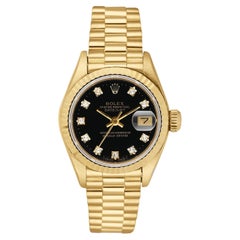 Rolex Datejust 69178 Diamond Black Dial Ladies Watch Box Papers