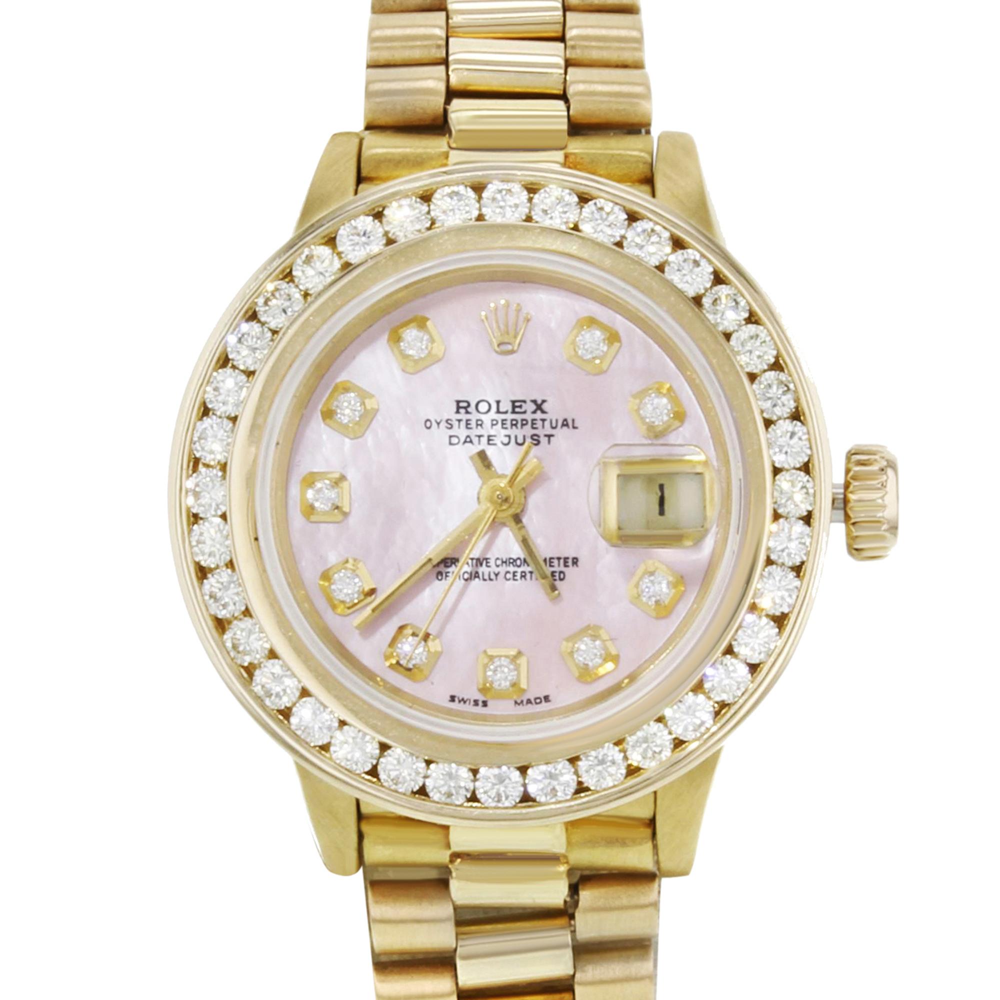 Rolex Datejust 69178 Custom Bezel & MOP Diamond 2cttw Yellow Gold Ladies Watch