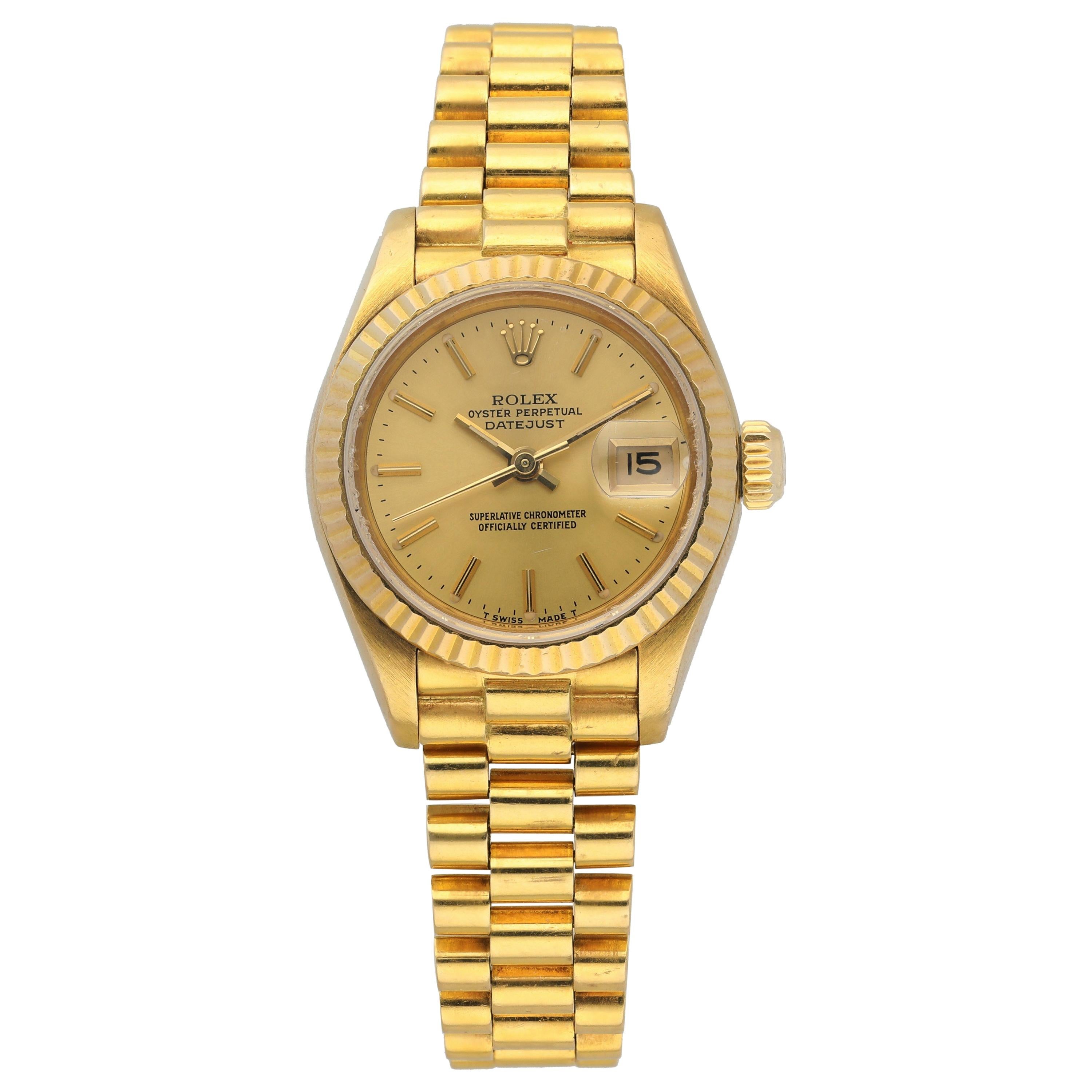 Rolex Datejust 69178 Yellow Gold Ladies Watch For Sale