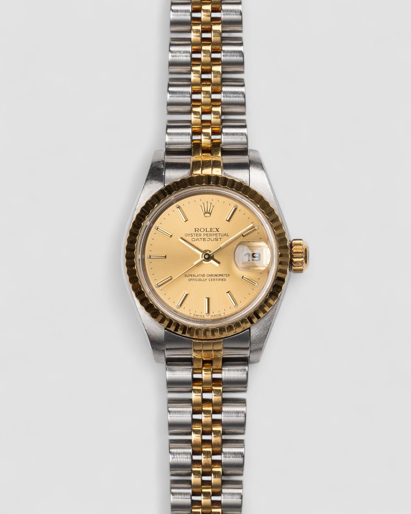 Rolex Datejust 79173 Champgane Dial 18K YG/SS A7 Serial 1999 im Zustand „Gut“ im Angebot in SYDNEY, AU