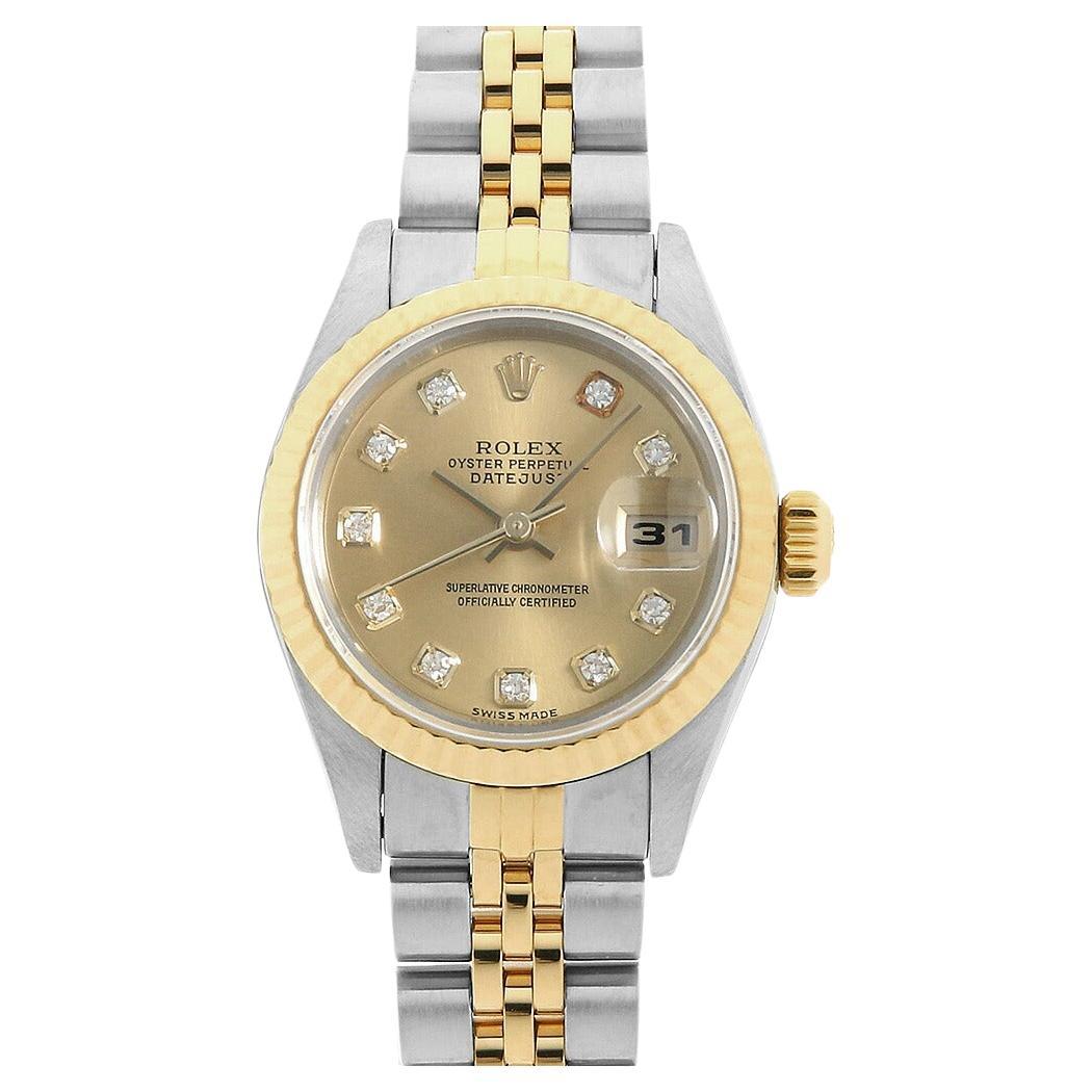 Rolex Datejust 79173G 10P Diamond Ladies Watch - Champagne Dial, Y Series