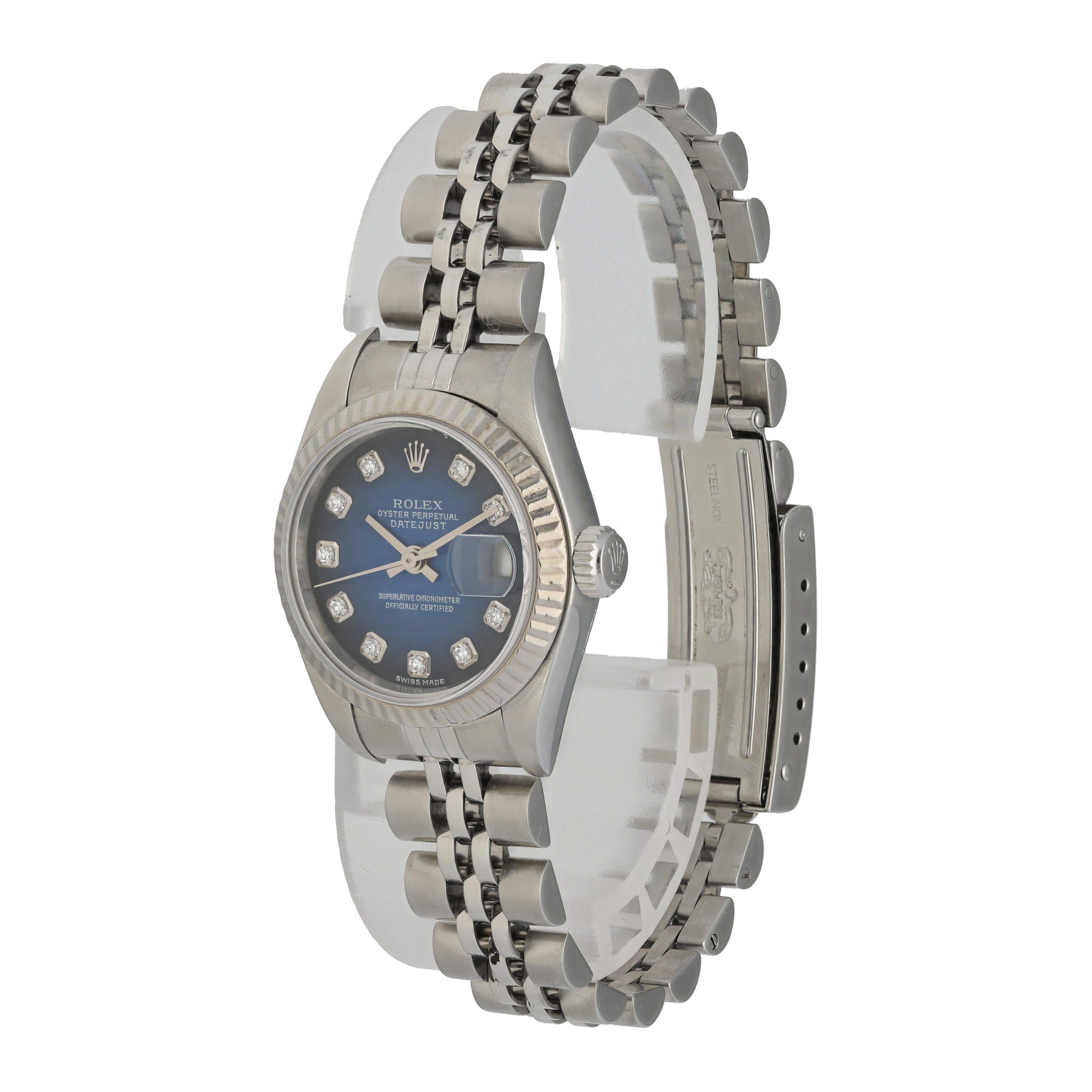 Women's Rolex Datejust 79174 Blue Vignette Diamond Dial Ladies Watch For Sale