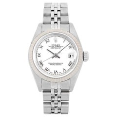 Rolex Datejust 79174 Ladies White Roman Dial F-Series Pre-Owned Elegant Watch