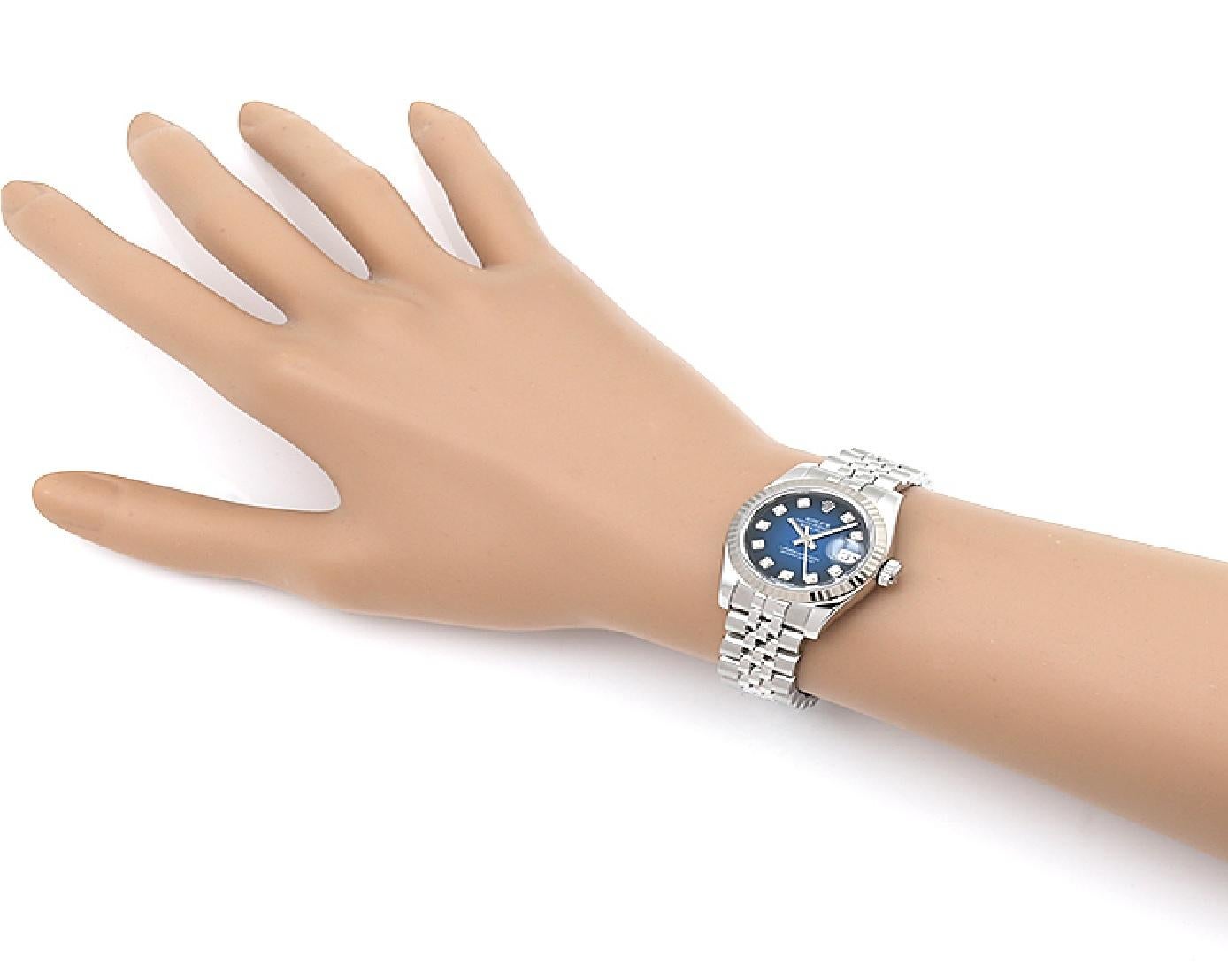 Women's Rolex Datejust 79174G Blue Gradient Dial, K Series, Pre-Owned Ladies' Watch