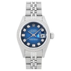 Rolex Datejust 79174G Blaues Farbverlauf-Zifferblatt, K-Serie, gebrauchte Damenuhr