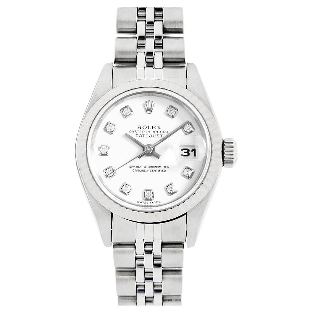 Rolex Datejust 79174G White Face 10P Diamond Bezel - Elegant Used Ladies' Watch