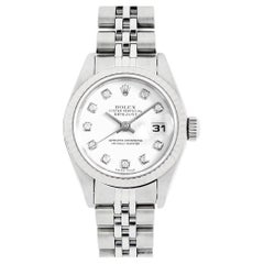 Rolex Montre Datejust 79174G blanche face 10P avec lunette en diamants, élégante et utilisée pour femmes