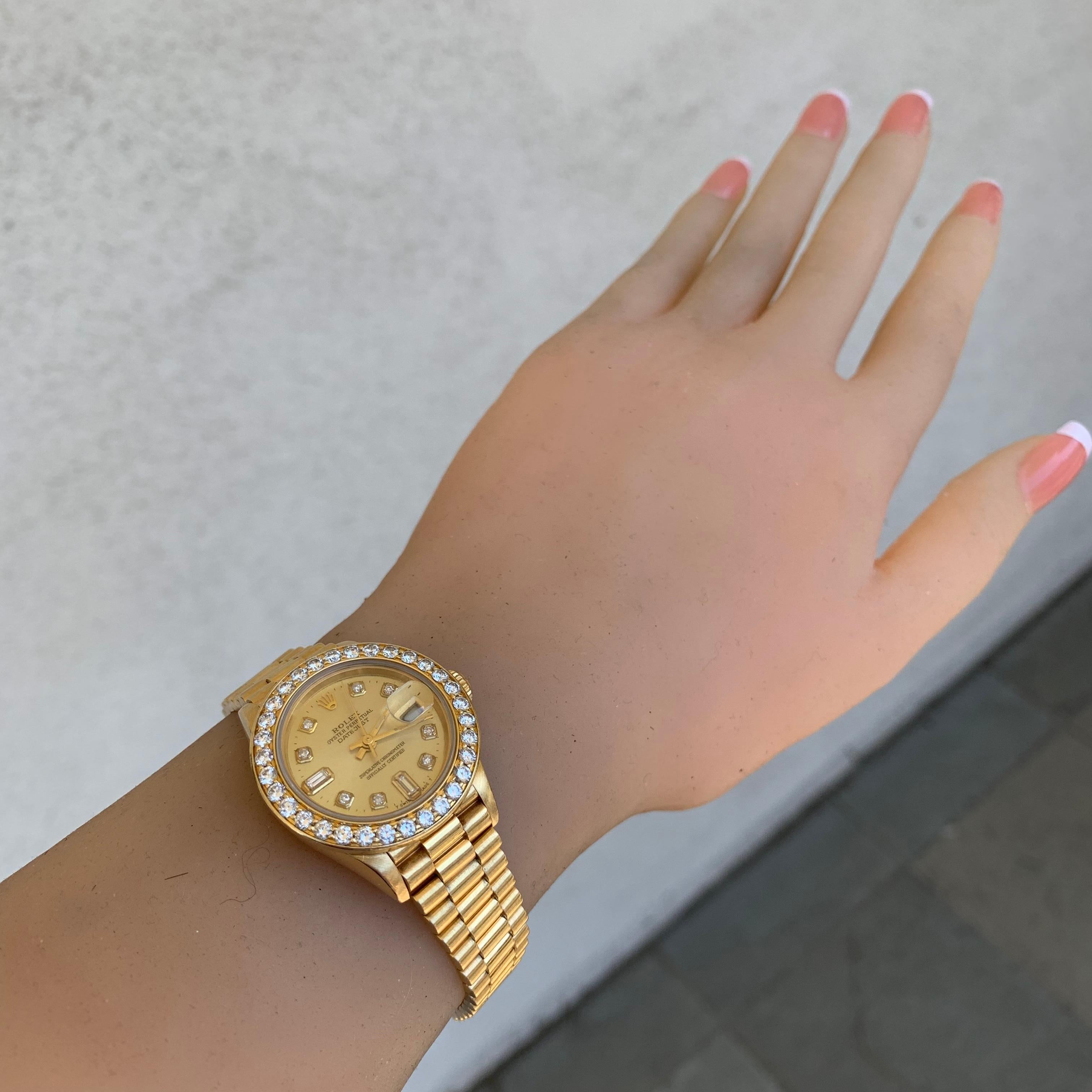 Modern Rolex Datejust 79178 18k Yellow Gold Champagne DIamond DIal 1.50 CTW Dia Bezel