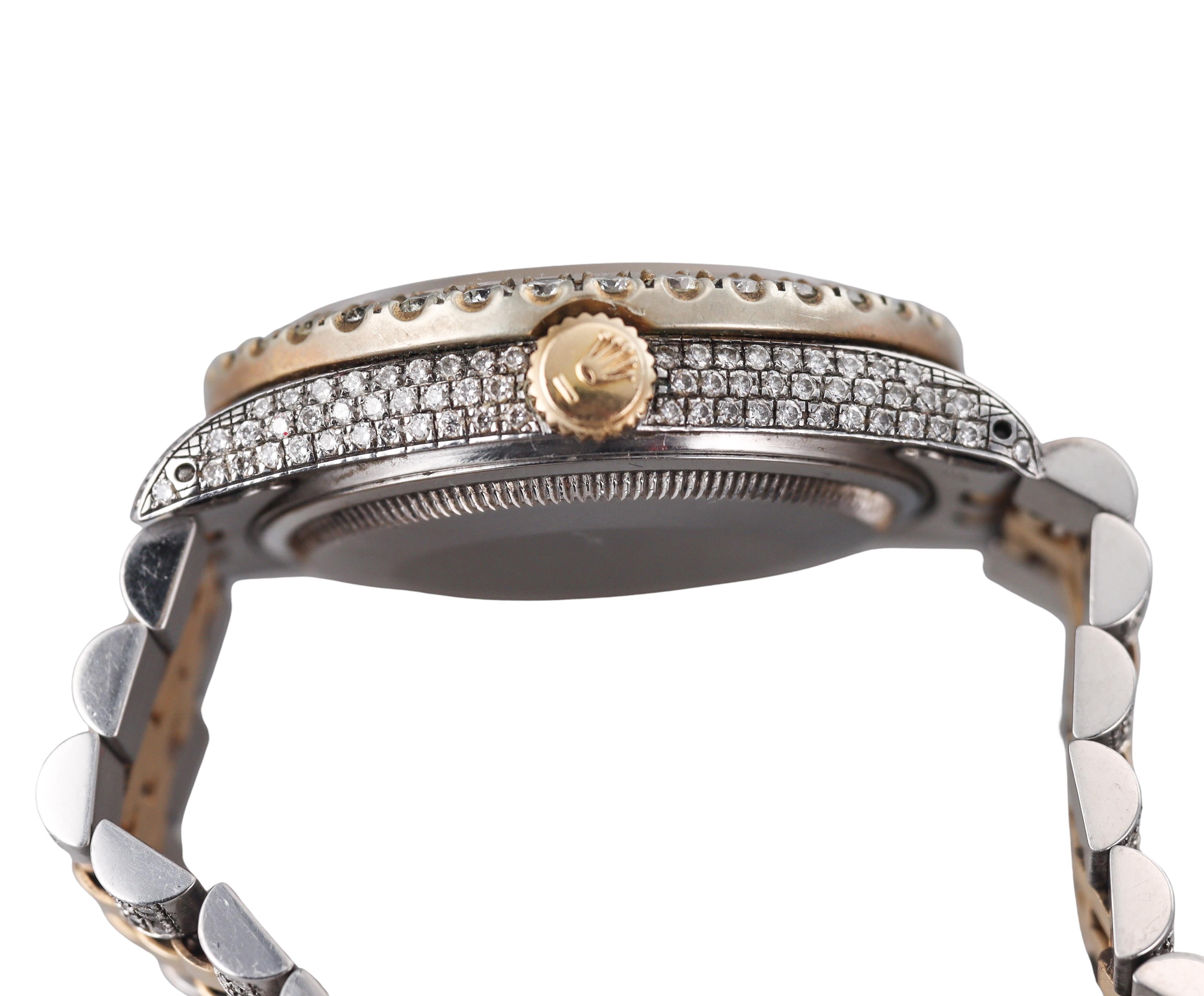 Rolex Datejust All Diamond Two Tone Men's Watch In Excellent Condition For Sale In New York, NY