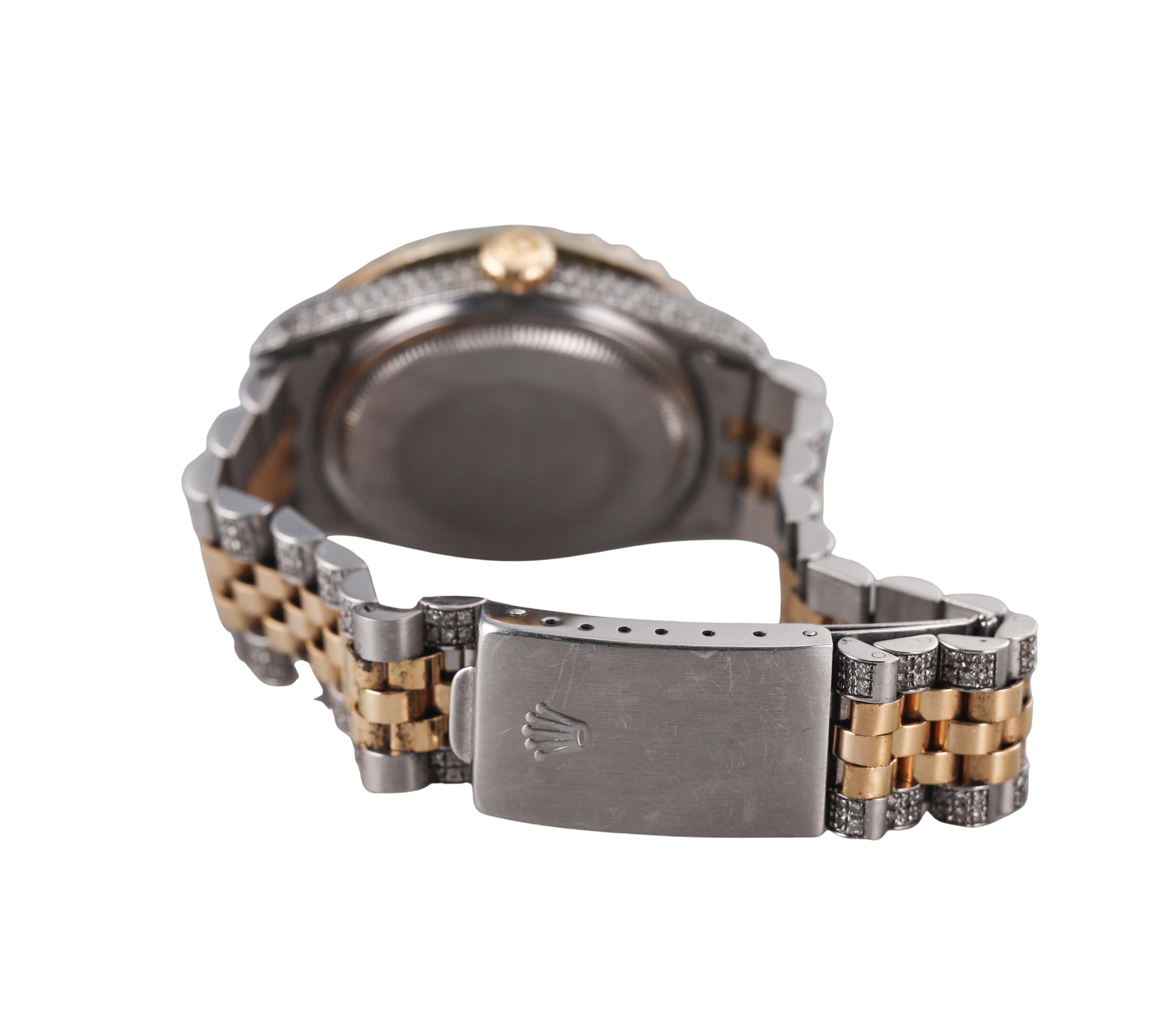 Rolex Datejust All Diamond Two Tone Men's Watch For Sale 1