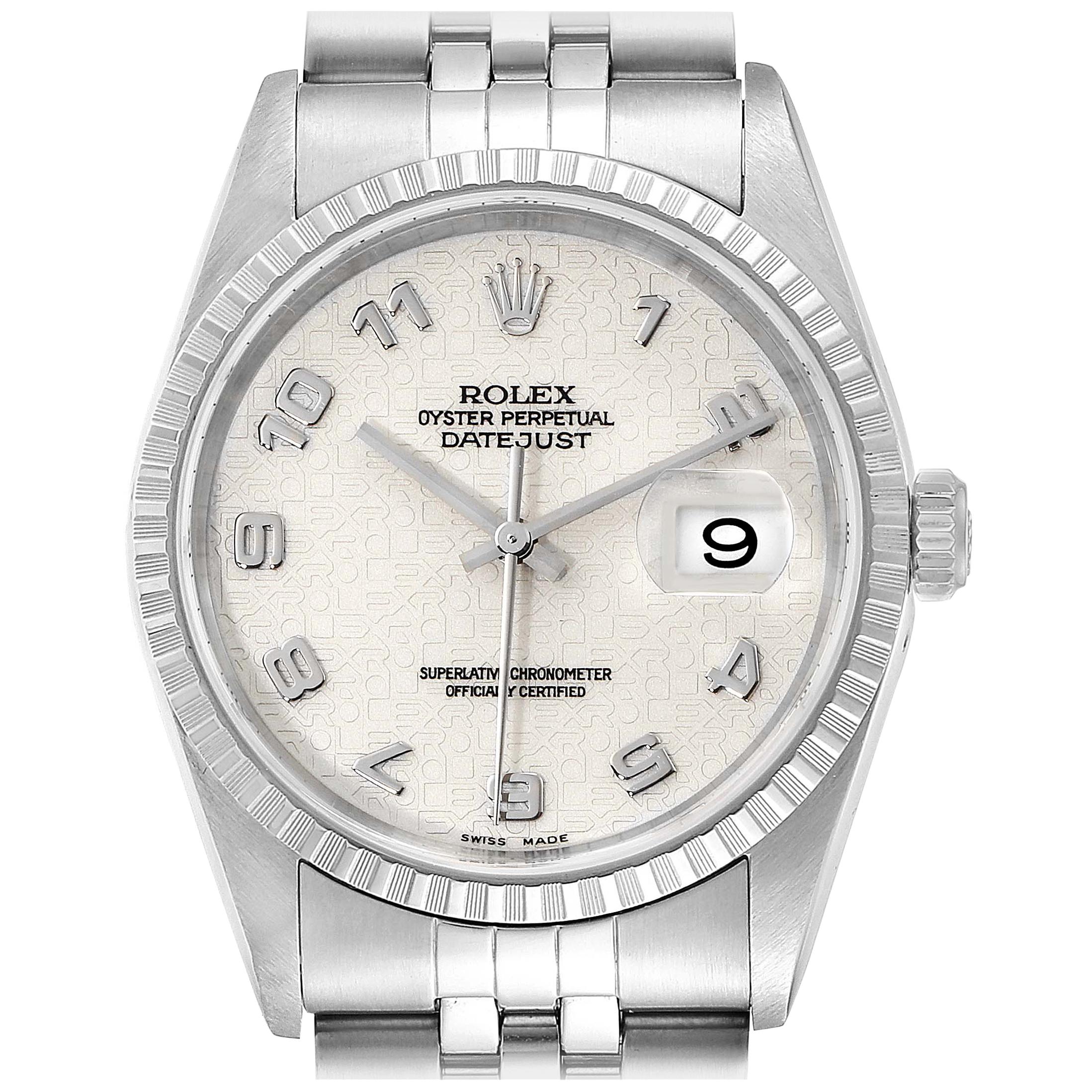 Rolex Datejust Anniversary Dial Jubilee Bracelet Steel Men's Watch 16220 For Sale