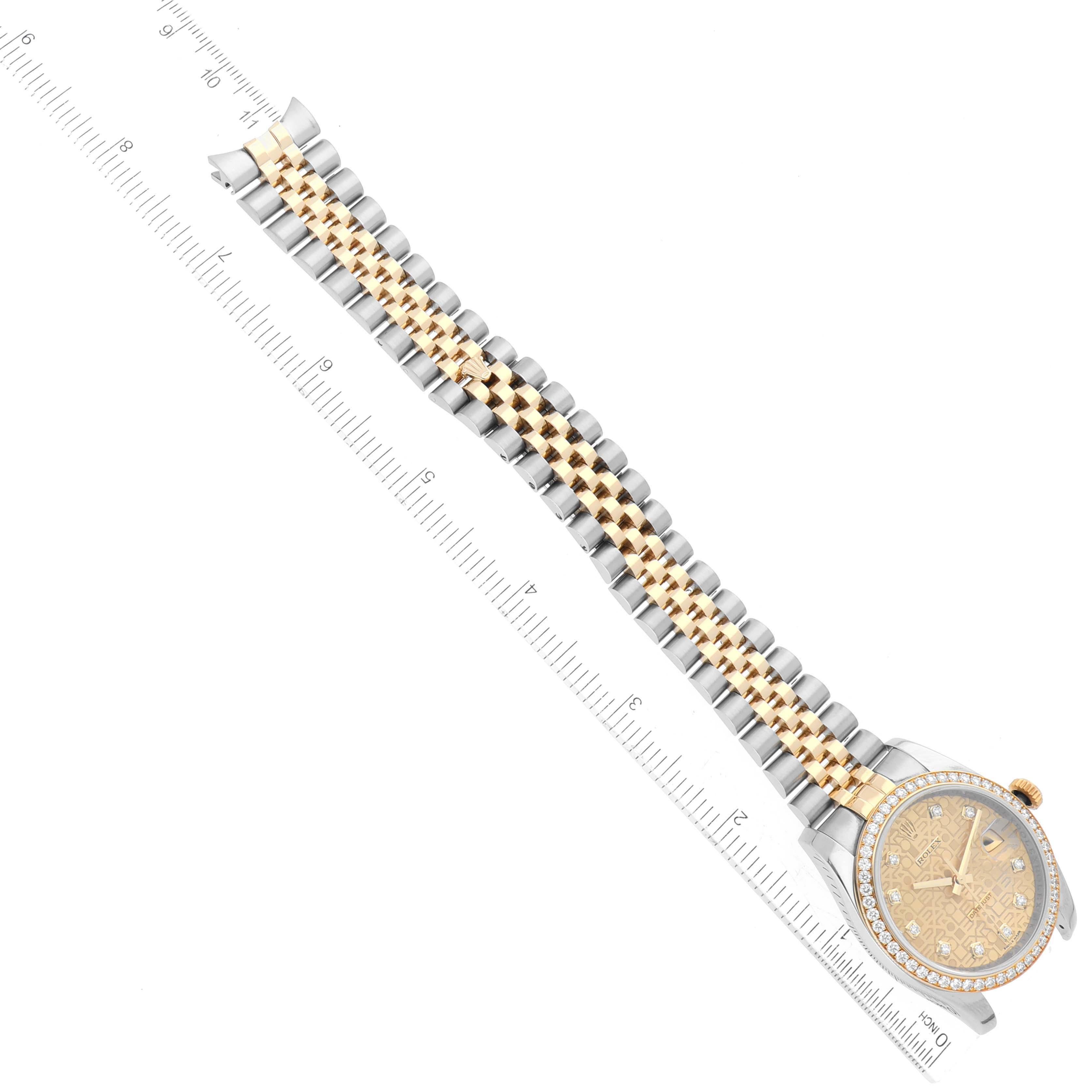 Rolex Datejust Anniversary Dial Steel Yellow Gold Diamond Men's Watch 116243 For Sale 7