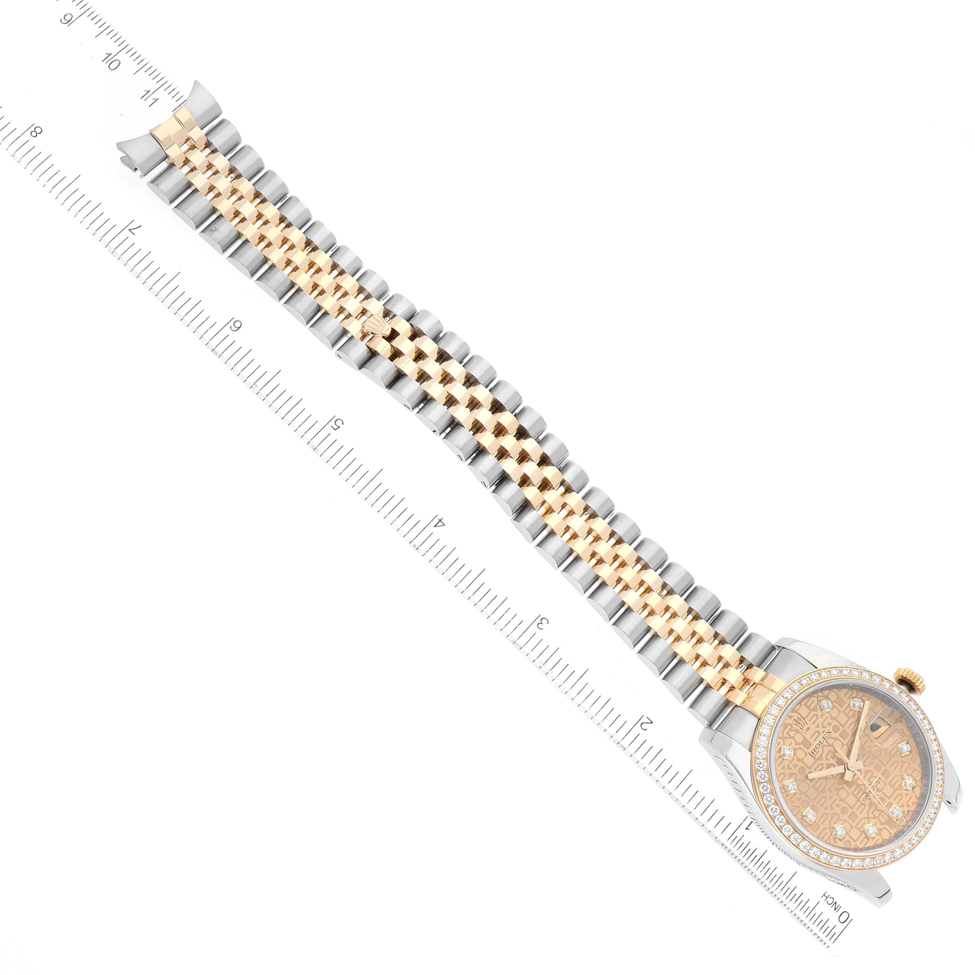 Rolex Datejust Anniversary Dial Steel Yellow Gold Diamond Men's Watch 116243 For Sale 8