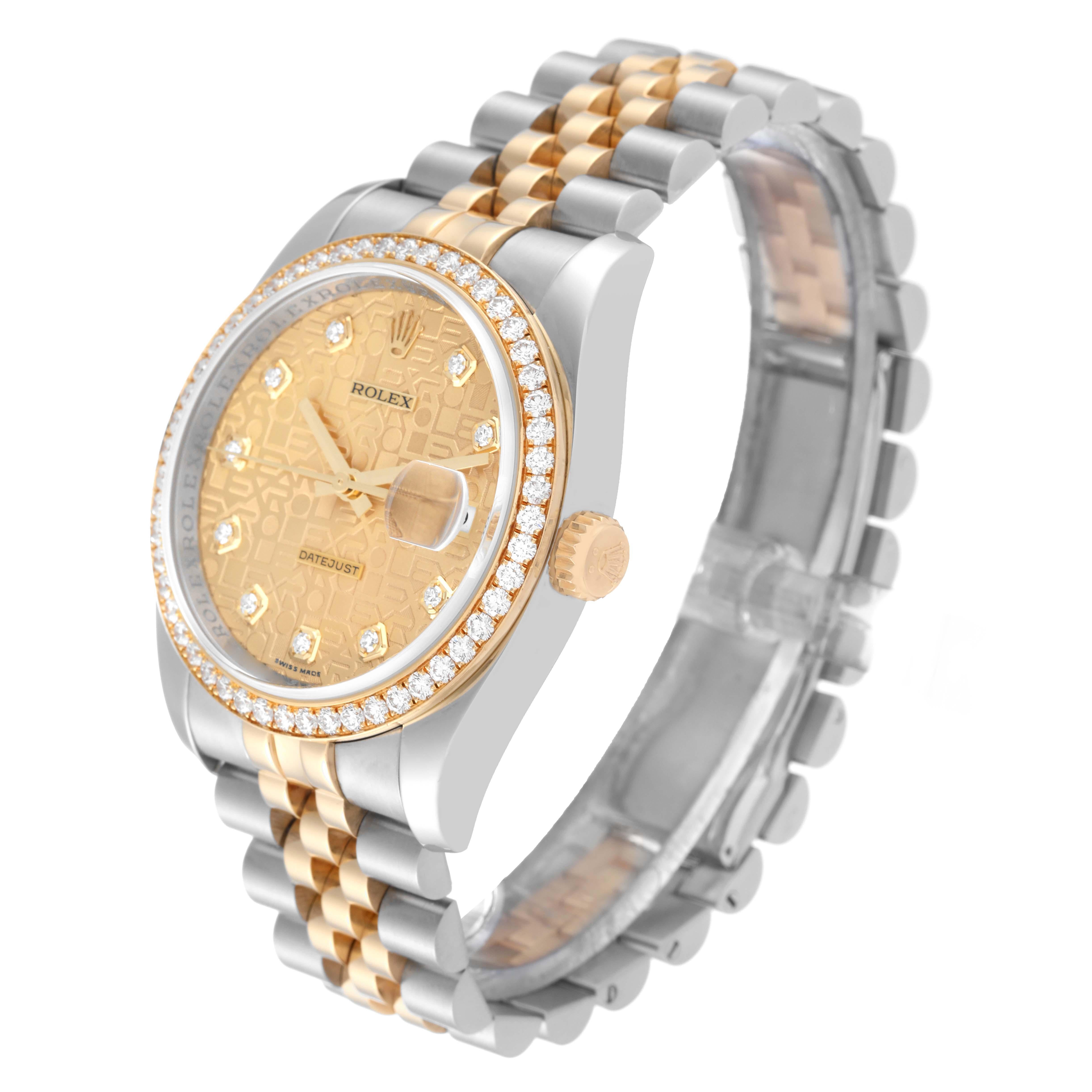 Rolex Datejust Anniversary Dial Steel Yellow Gold Diamond Men's Watch 116243 For Sale 1