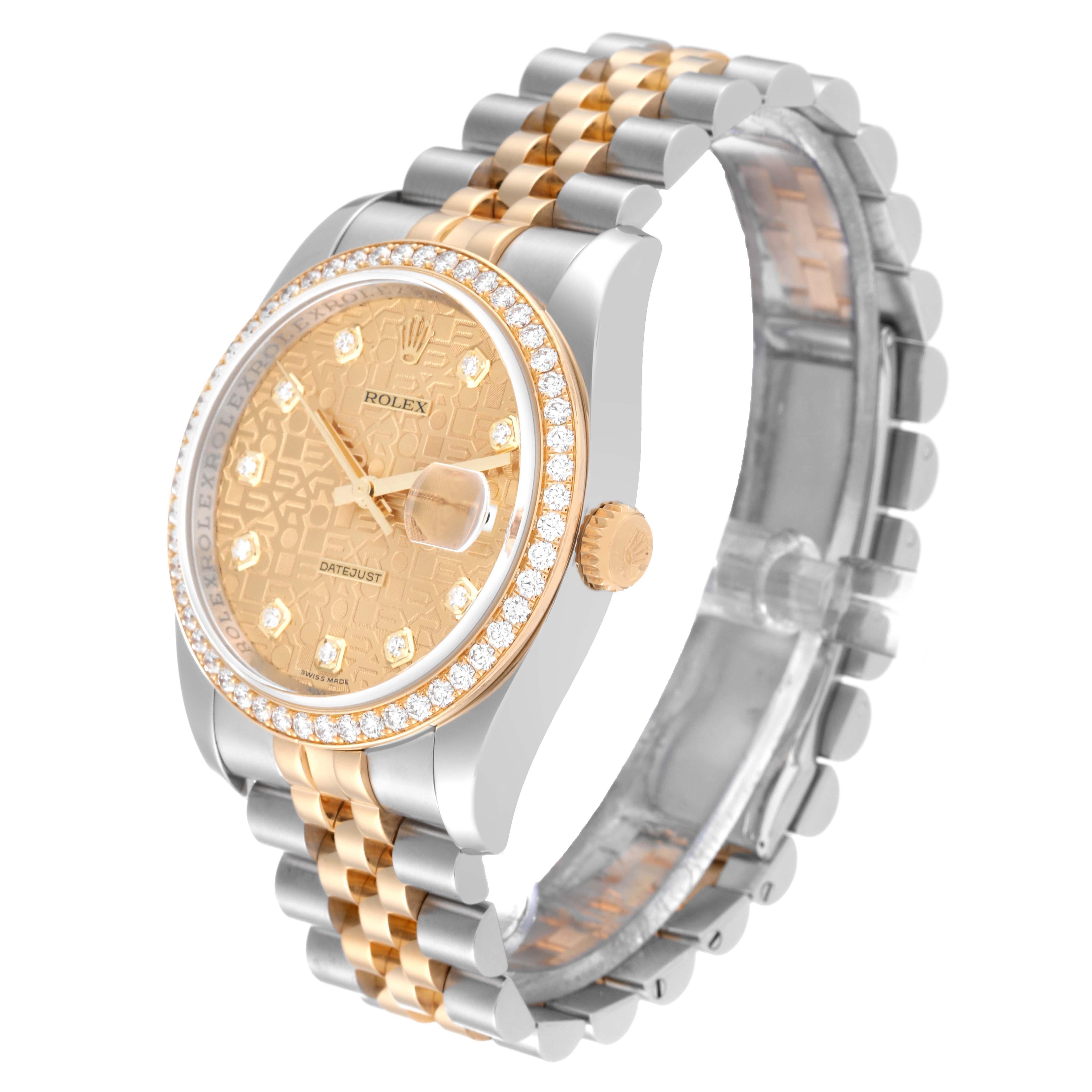 Rolex Datejust Anniversary Dial Steel Yellow Gold Diamond Men's Watch 116243 For Sale 5