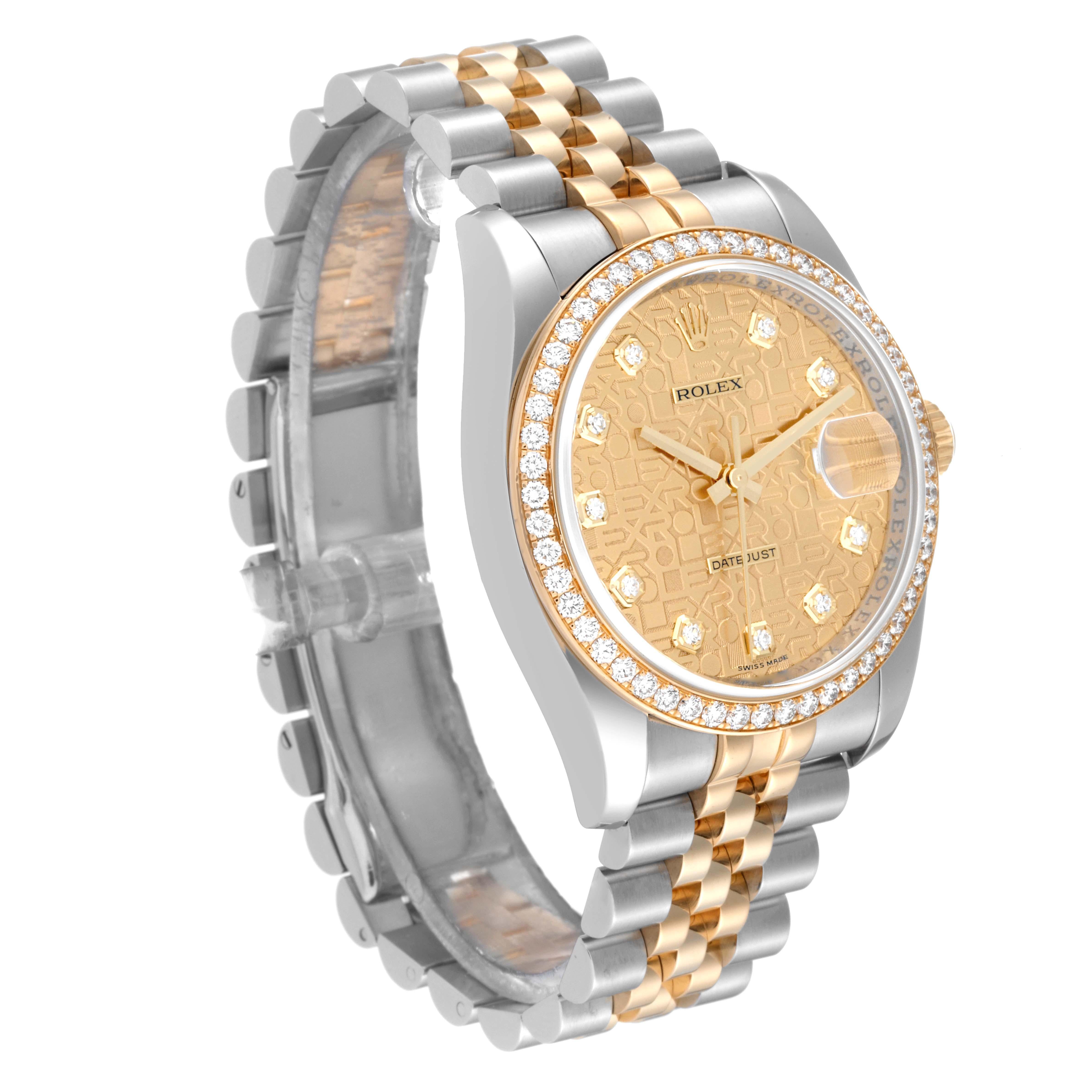 Rolex Datejust Anniversary Dial Steel Yellow Gold Diamond Men's Watch 116243 For Sale 6