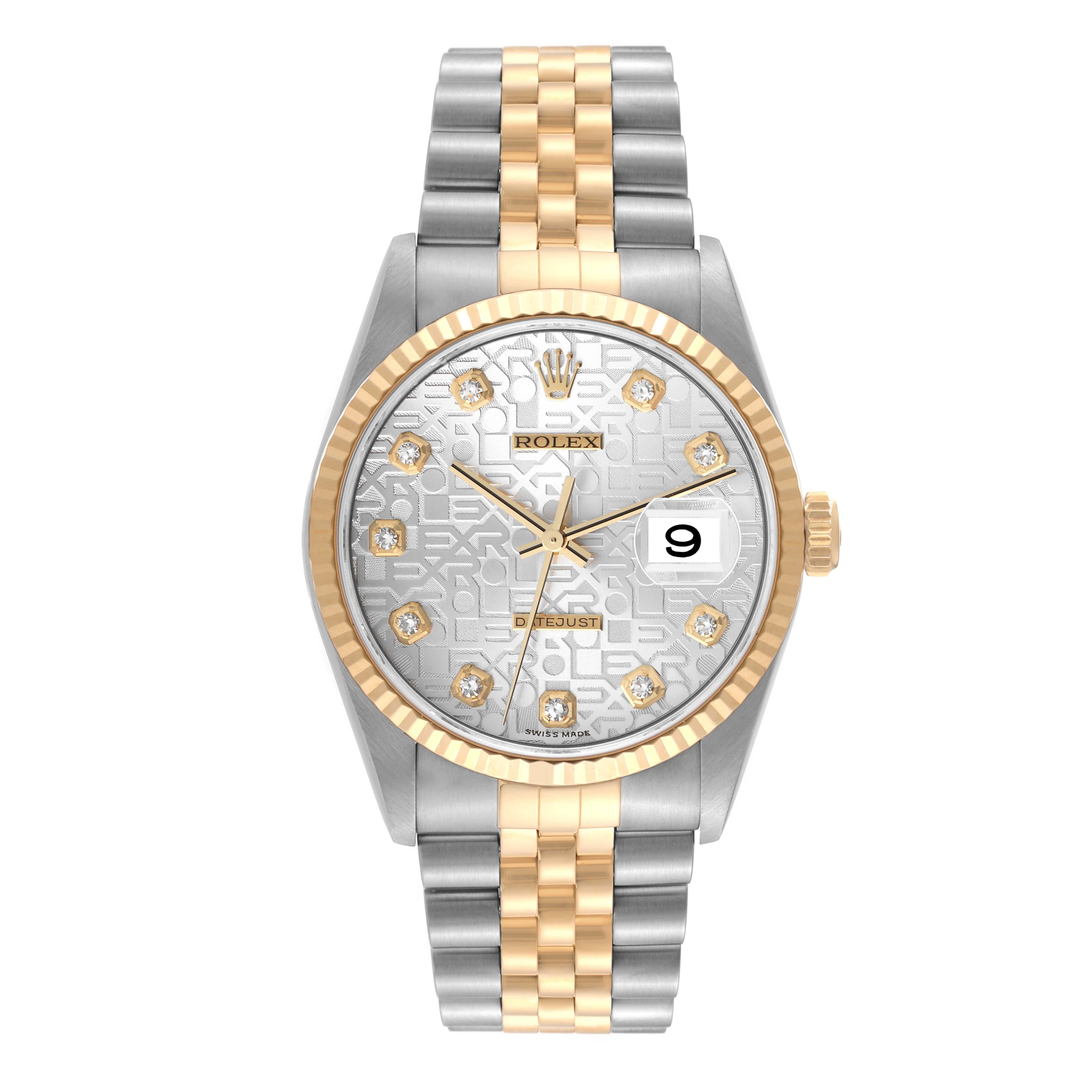 Rolex Datejust Anniversary Diamond Dial Steel Yellow Gold Mens Watch 16233 For Sale 7