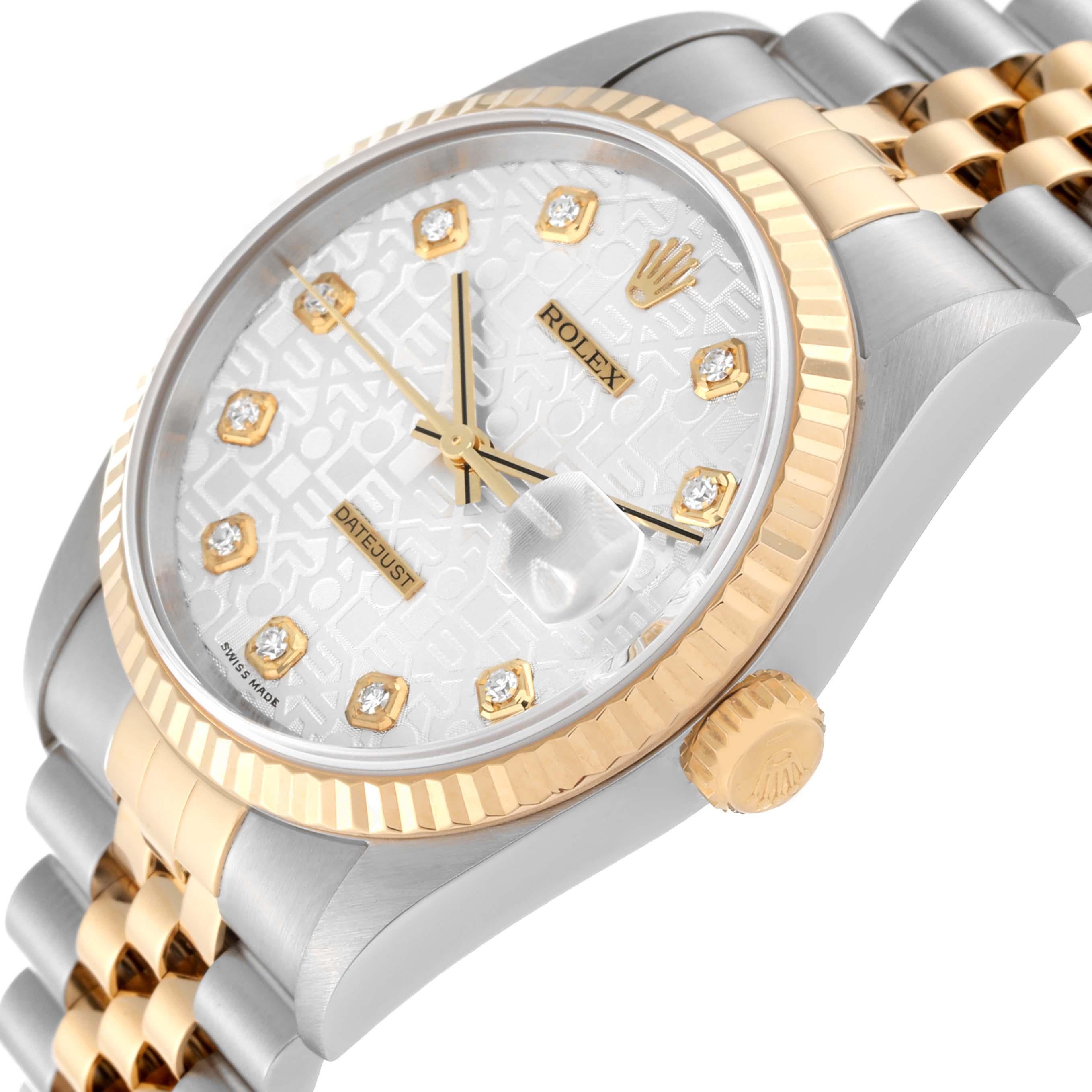 Rolex Datejust Anniversary Diamond Dial Steel Yellow Gold Mens Watch 16233 For Sale 3