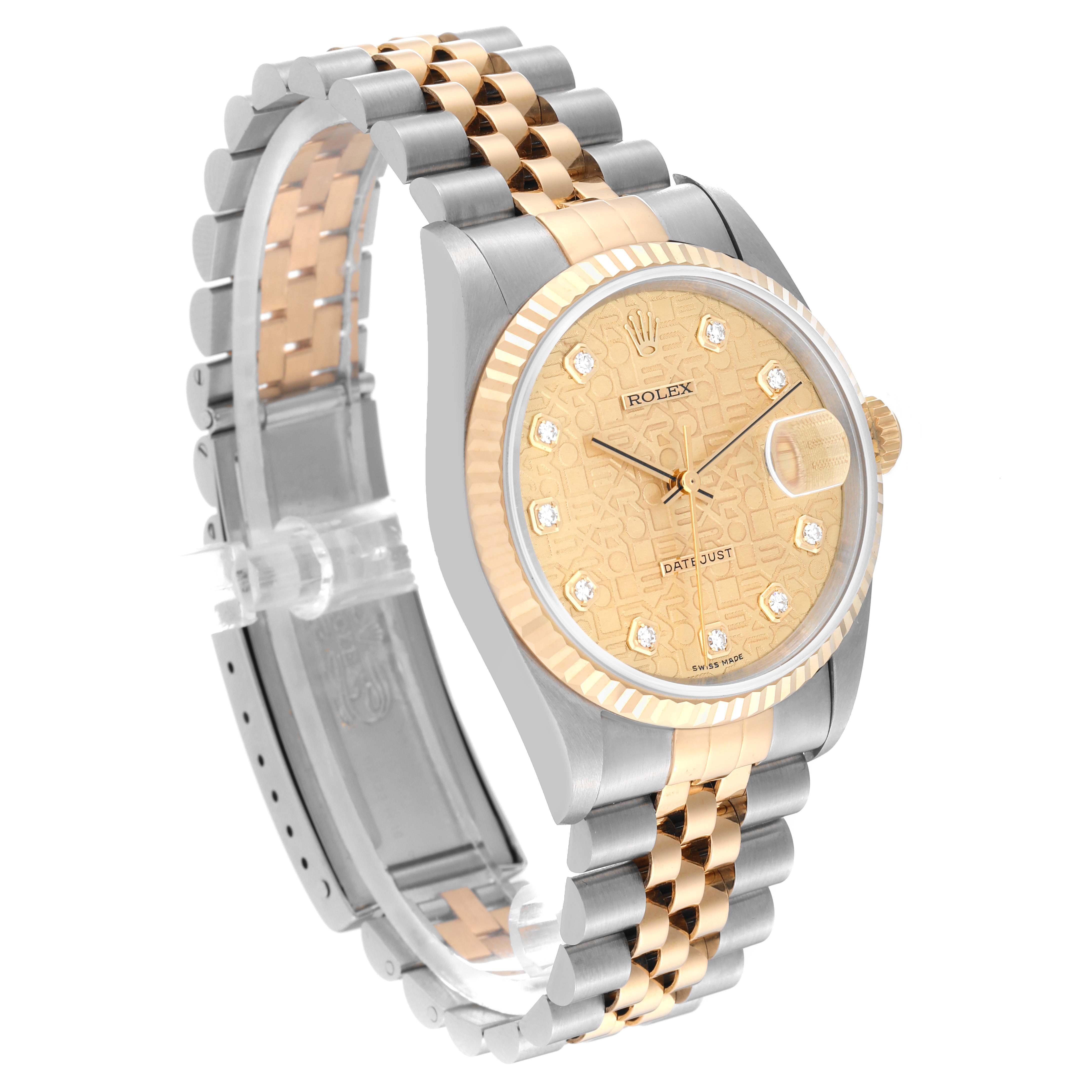 Rolex Datejust Anniversary Diamond Dial Steel Yellow Gold Mens Watch 16233 4