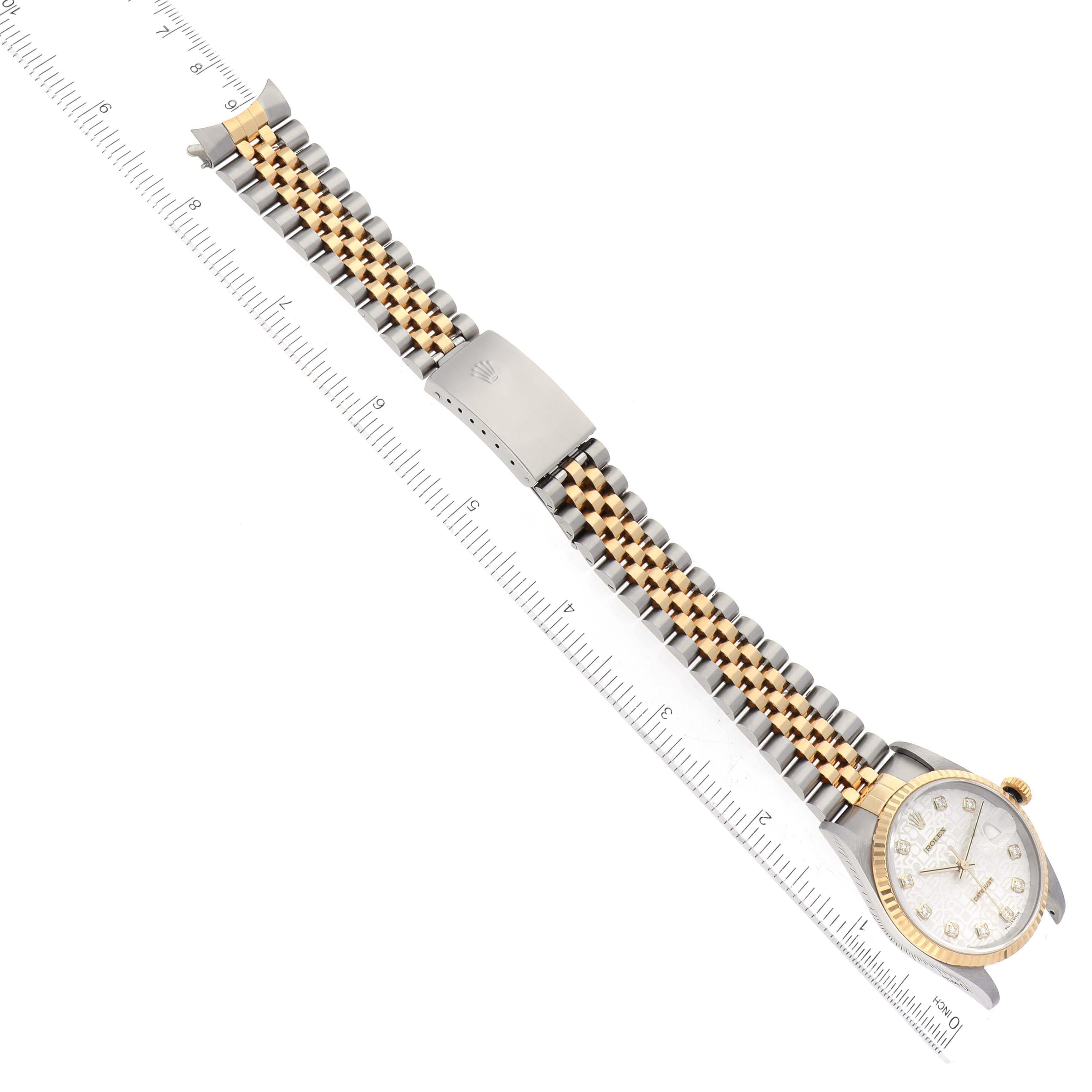 Rolex Datejust Jahrestag Diamant-Zifferblatt Stahl-Gelbgold-Uhr 16233 Box Papiere 6