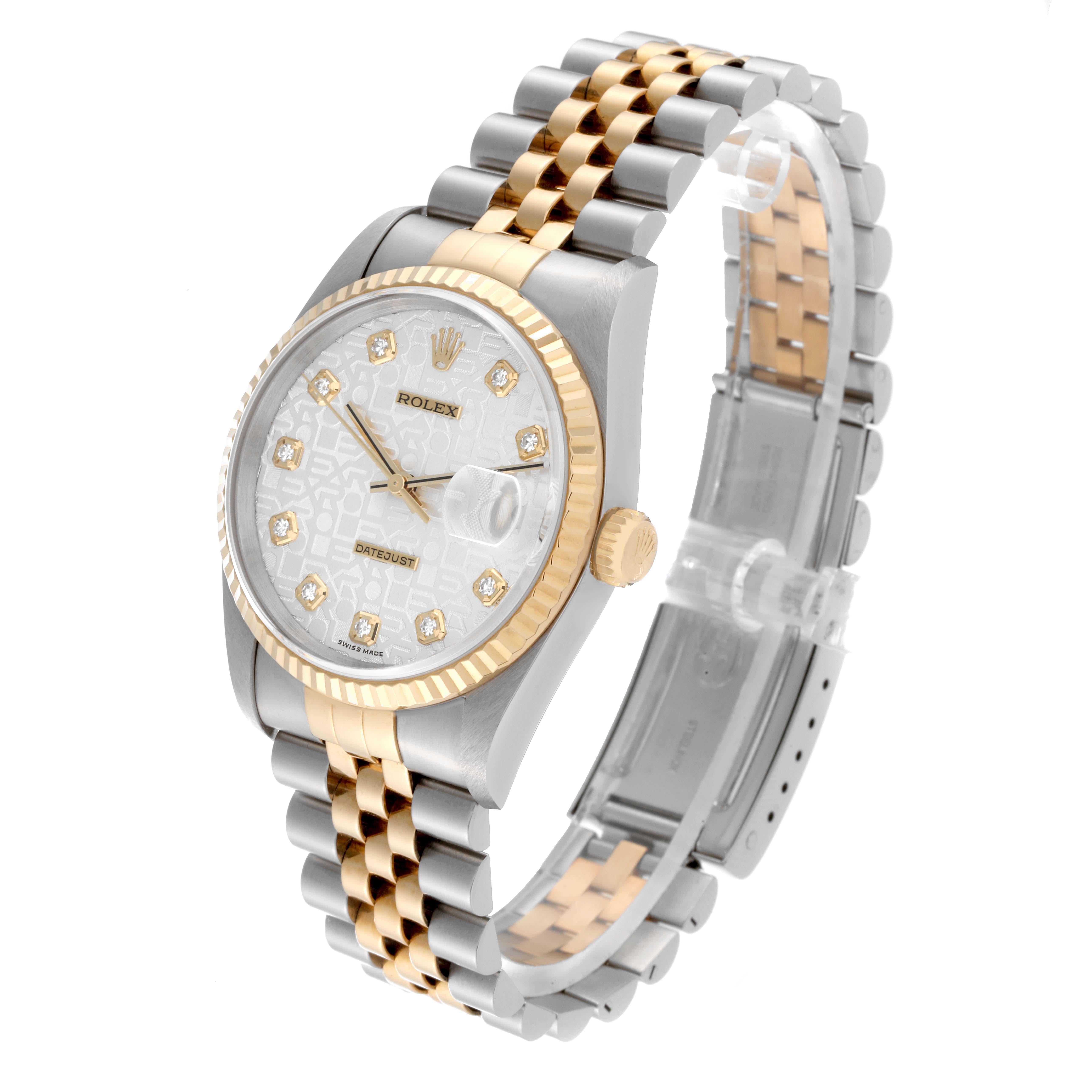 Rolex Datejust Anniversary Diamond Dial Steel Yellow Gold Watch 16233 Box Papers 3