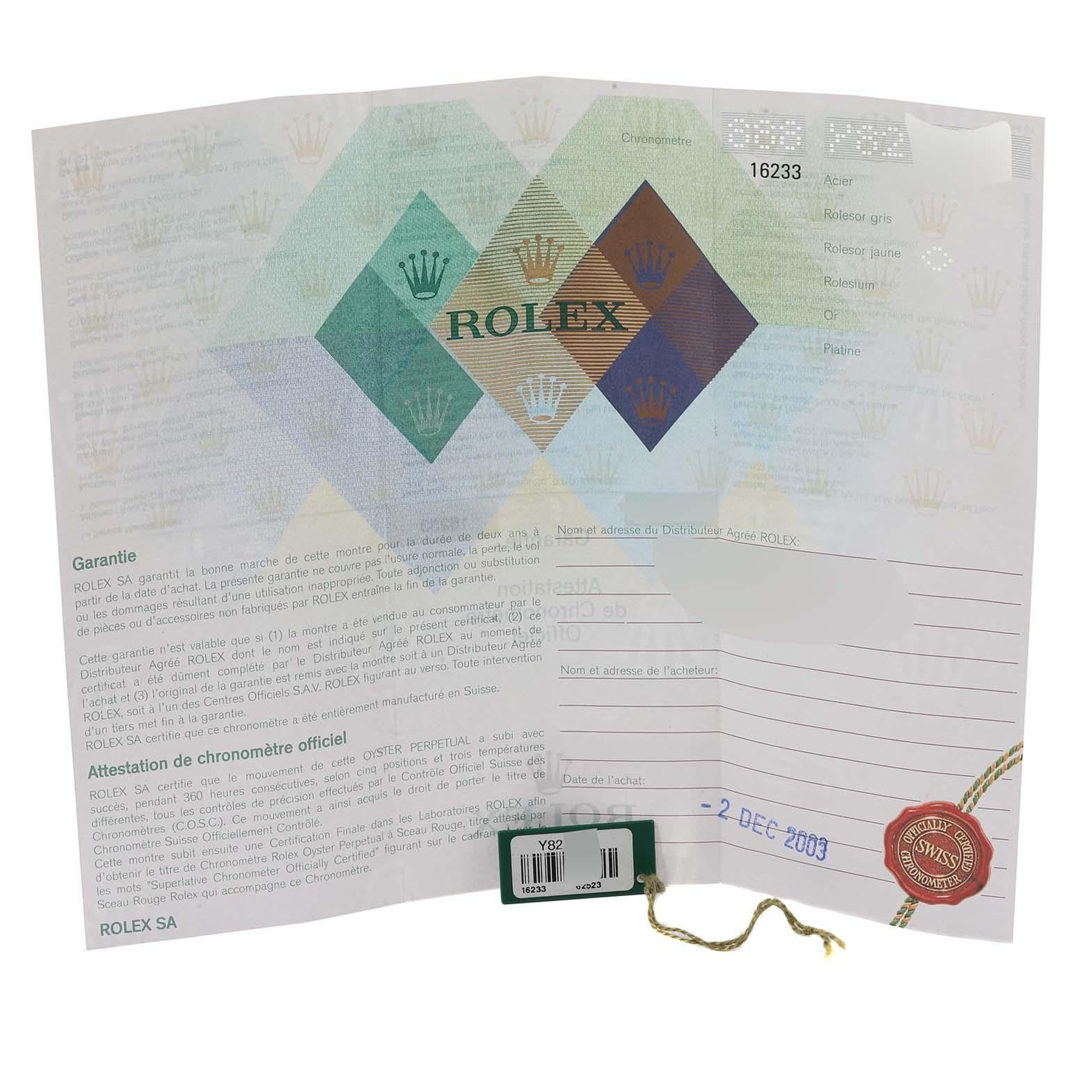 Rolex Datejust Jahrestag Diamant-Zifferblatt Stahl-Gelbgold-Uhr 16233 Box Papiere 5