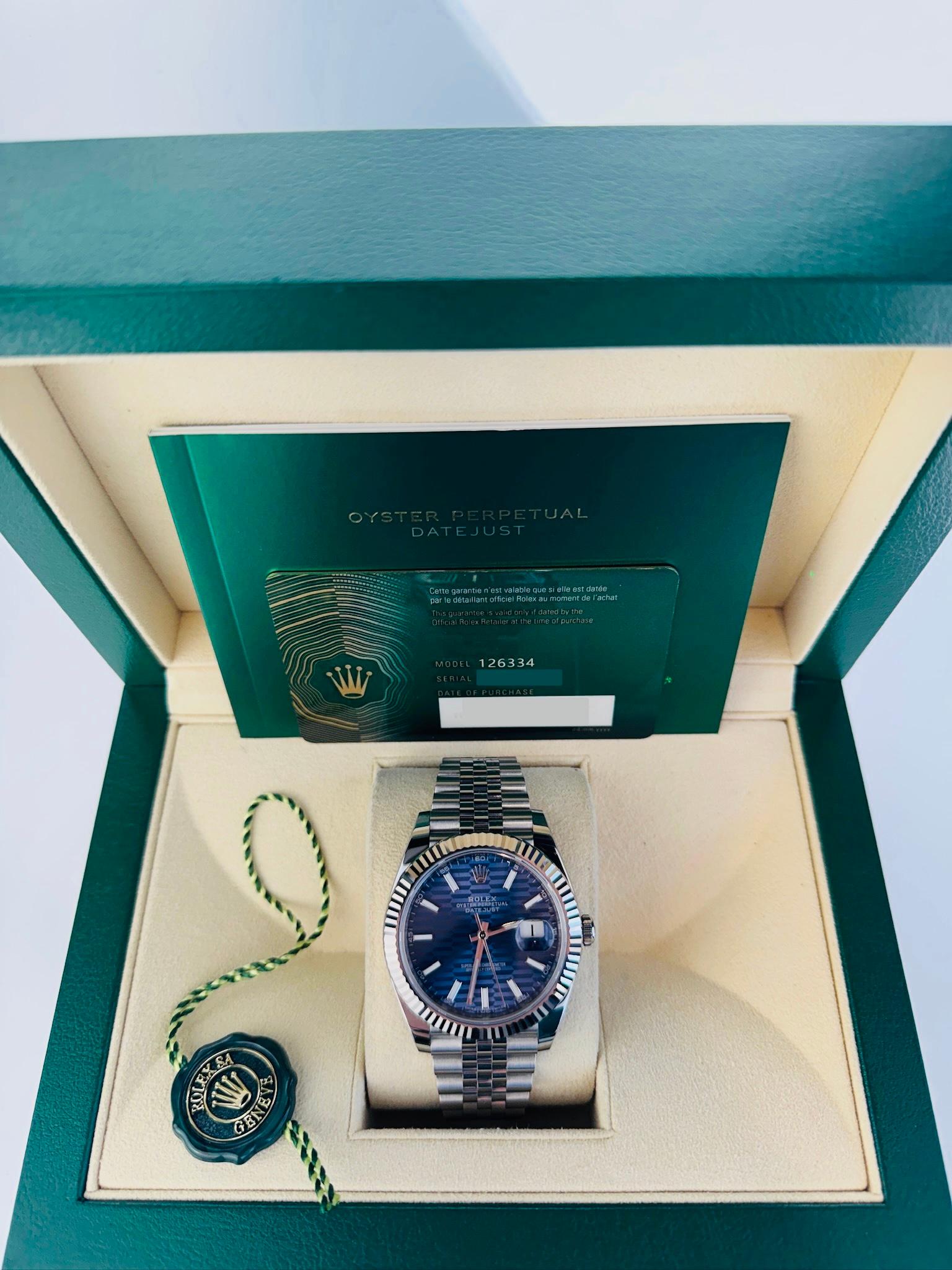 Rolex Montre Datejust Aubergine Roman DIA cadran cannelé Jubilee WG/SS 36 Style : 126234 1