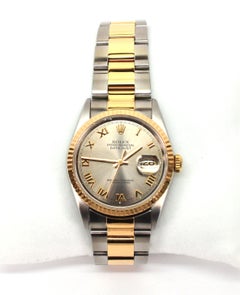 Rolex Datejust Automatic Stainless Steel 18 Karat Yellow Gold Wrist Watch