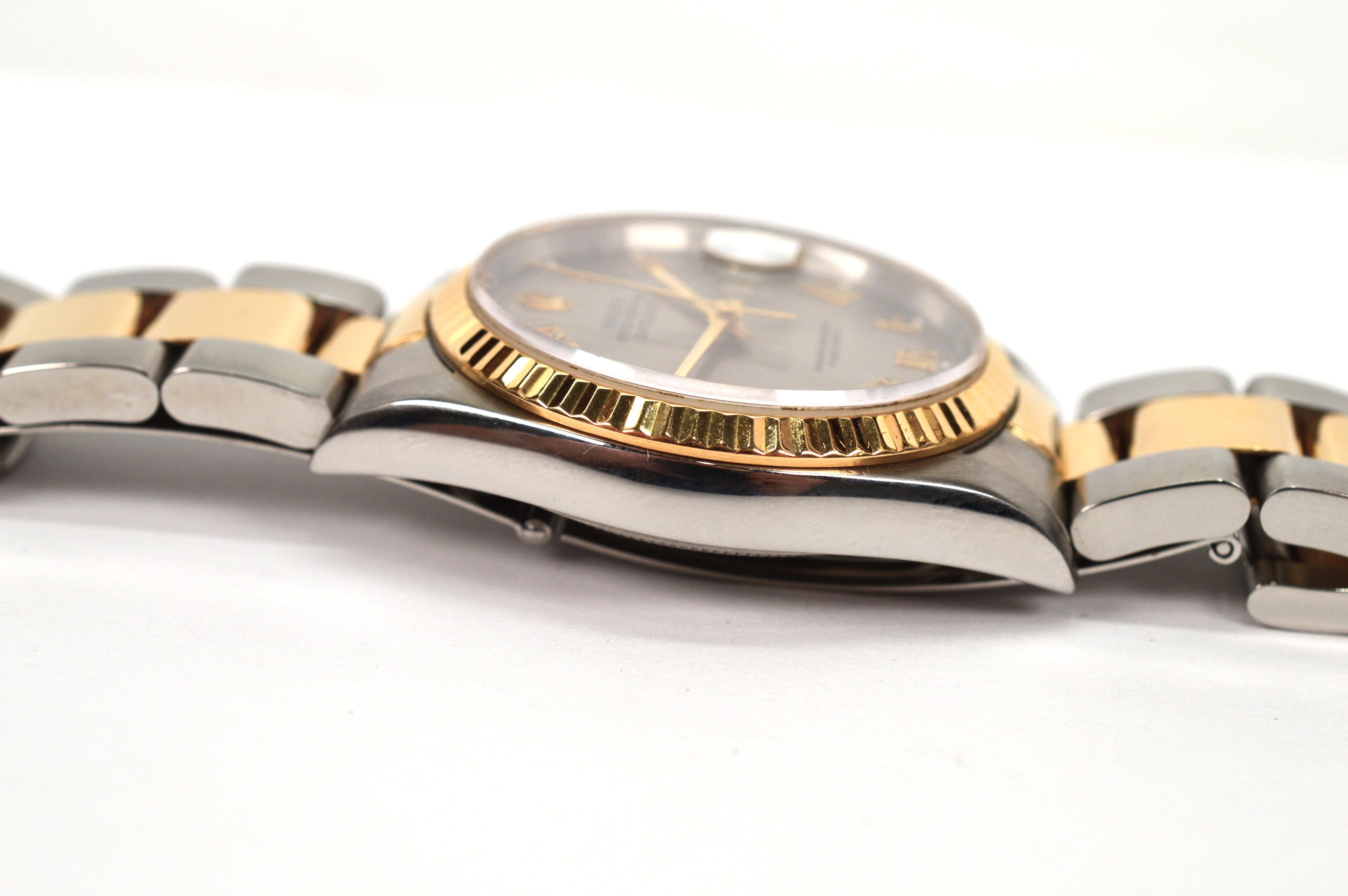 Rolex Datejust Automatic Stainless Steel 18 Karat Yellow Gold Wrist Watch For Sale 1
