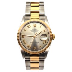 Rolex Datejust Automatic Stainless Steel 18 Karat Yellow Gold Wrist Watch