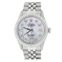 Rolex Datejust Automatic Stainless Steel Watch with White MOP Dial and Diamond B