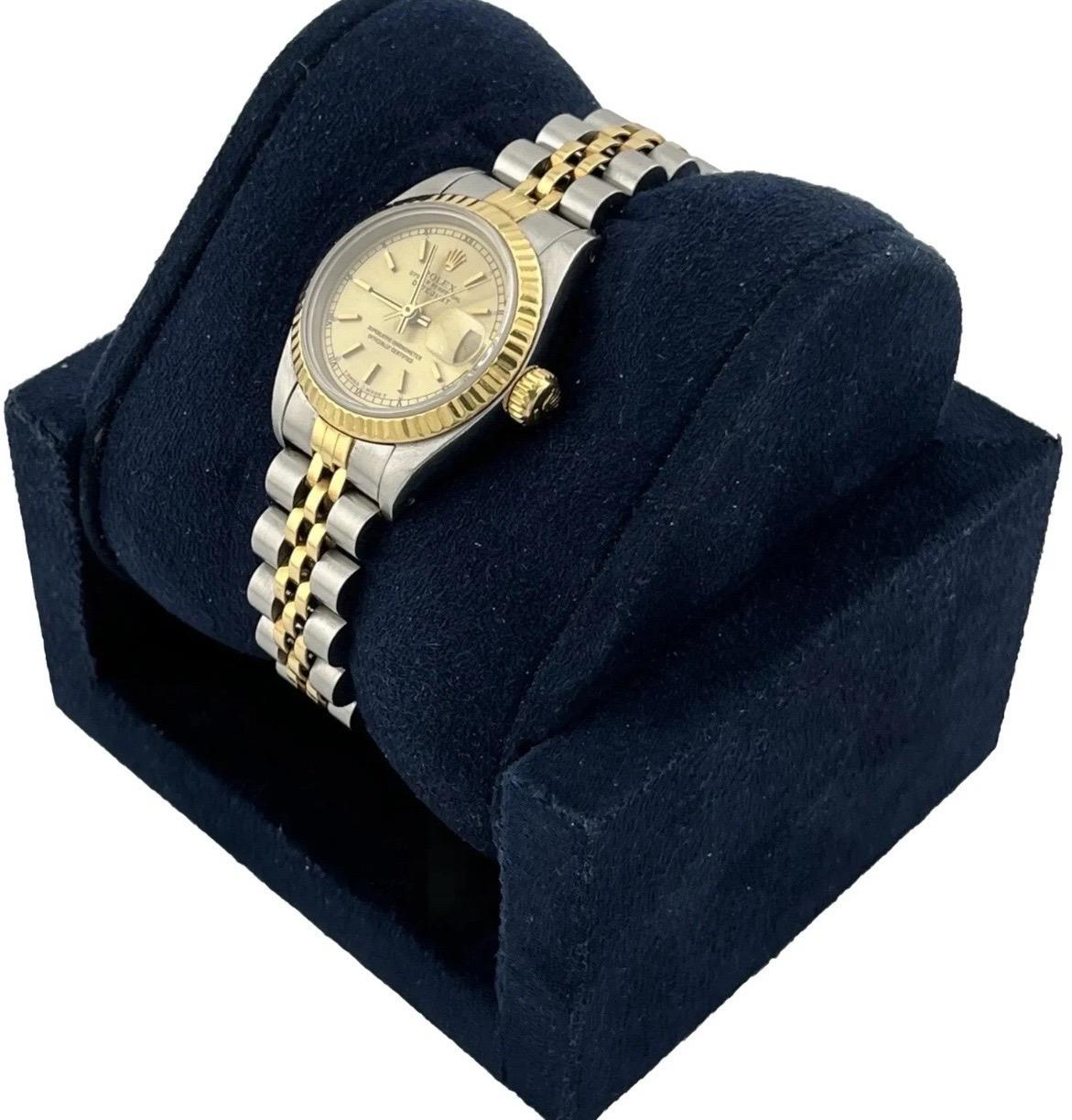 Rolex Datejust Automatic Steel Yellow Gold Ladies Jubilee Bracelet Watch 69173 In Good Condition For Sale In Boca Raton, FL