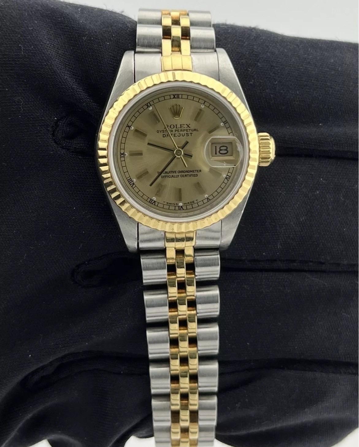 Rolex Datejust Automatic Steel Yellow Gold Ladies Jubilee Bracelet Watch 69173 For Sale 2