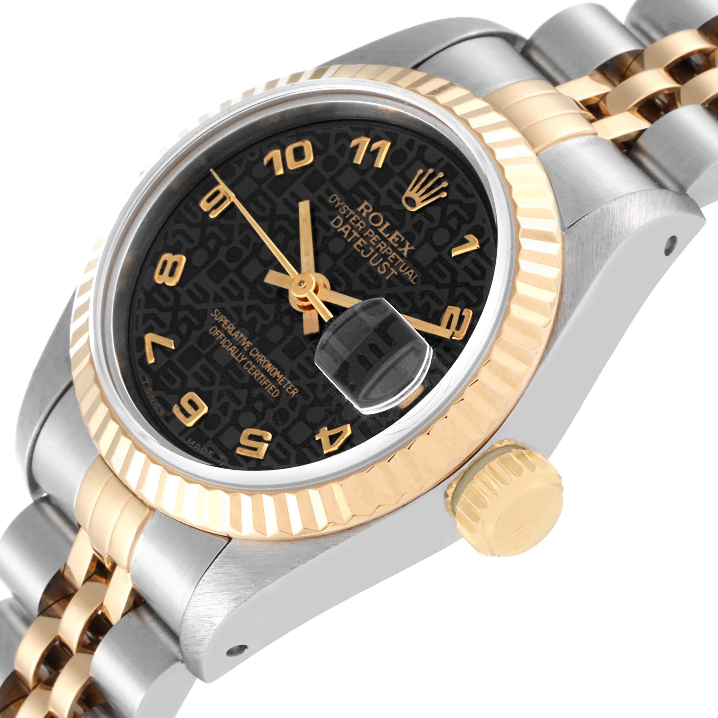 Women's Rolex Datejust Black Anniversary Dial Steel Yellow Gold Ladies Watch 69173