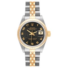 Vintage Rolex Datejust Black Anniversary Dial Steel Yellow Gold Ladies Watch 69173