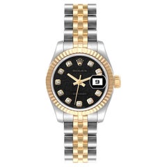 Rolex Montre Datejust noire anniversaire avec cadran en diamants pour femmes 179173